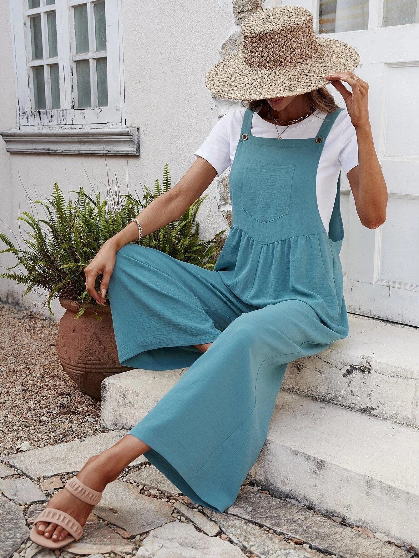 Wide Leg Jumpsuit Without Tee-Comfy Jumpsuits