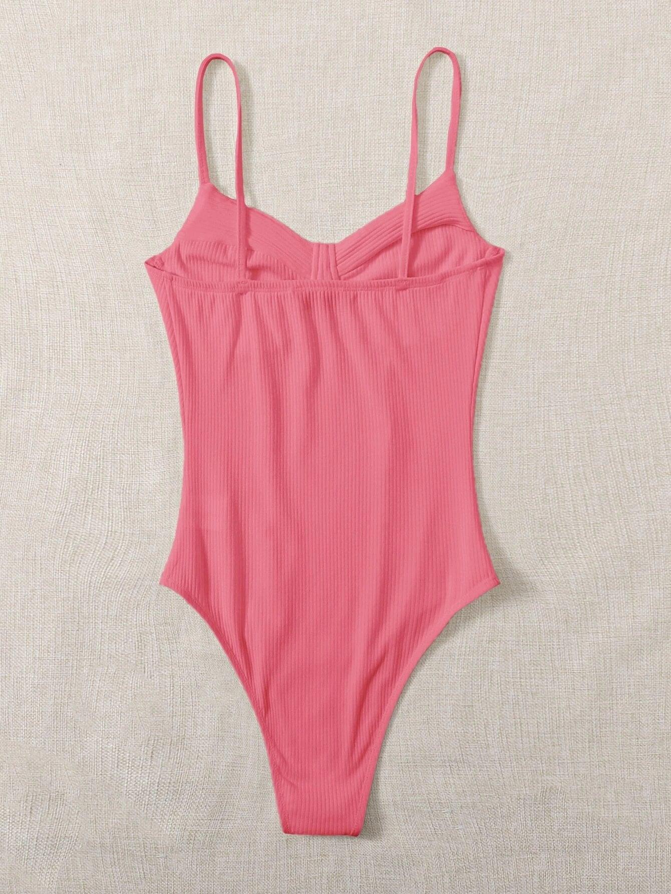 Colored Rib-Knit Bodysuit-Comfy Jumpsuits