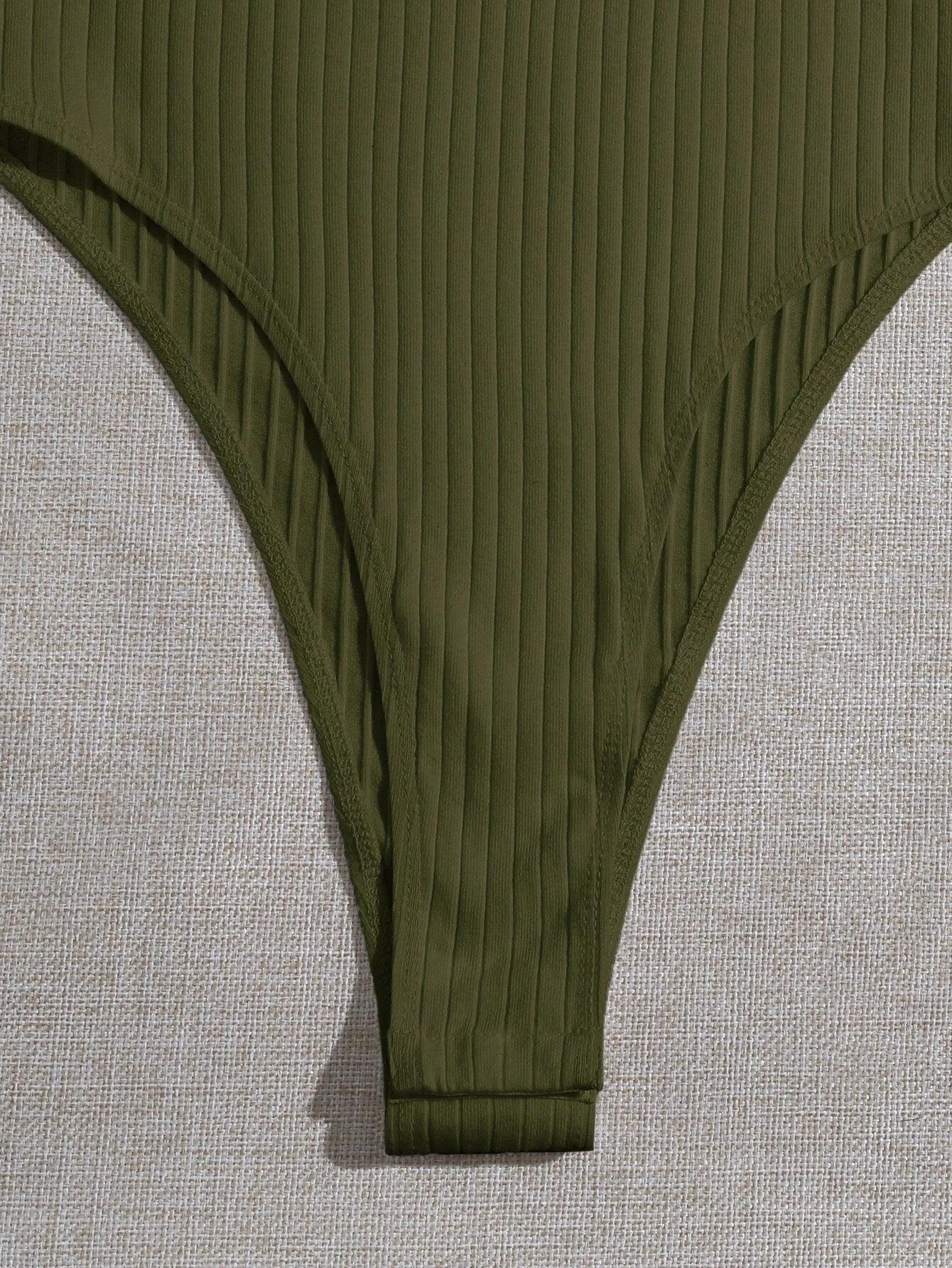 Lettuce Trim Ribbed Knit Bodysuit-Comfy Jumpsuits