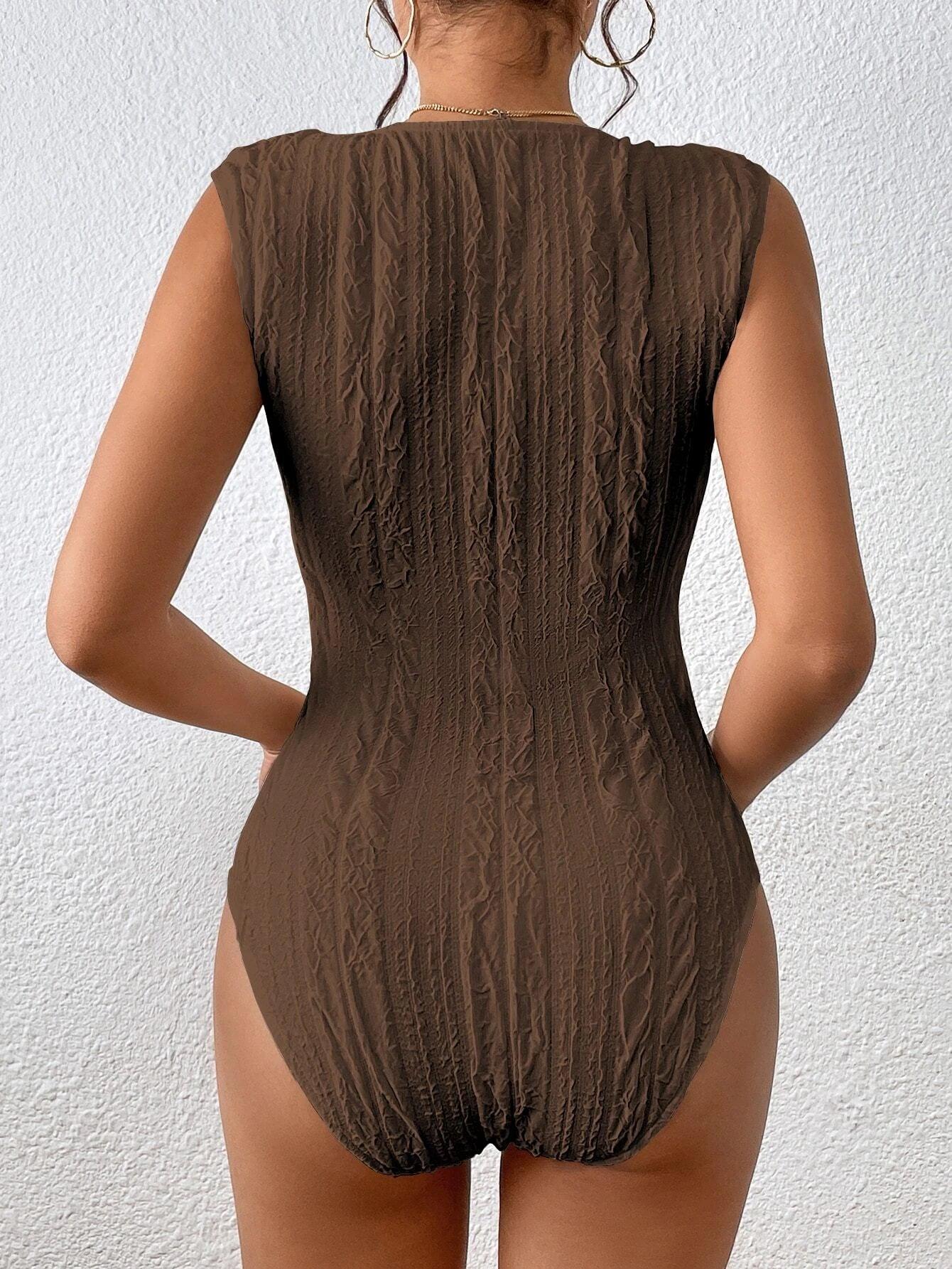 Solid Coloured Scoop Neck Tank Bodysuit-Comfy Jumpsuits