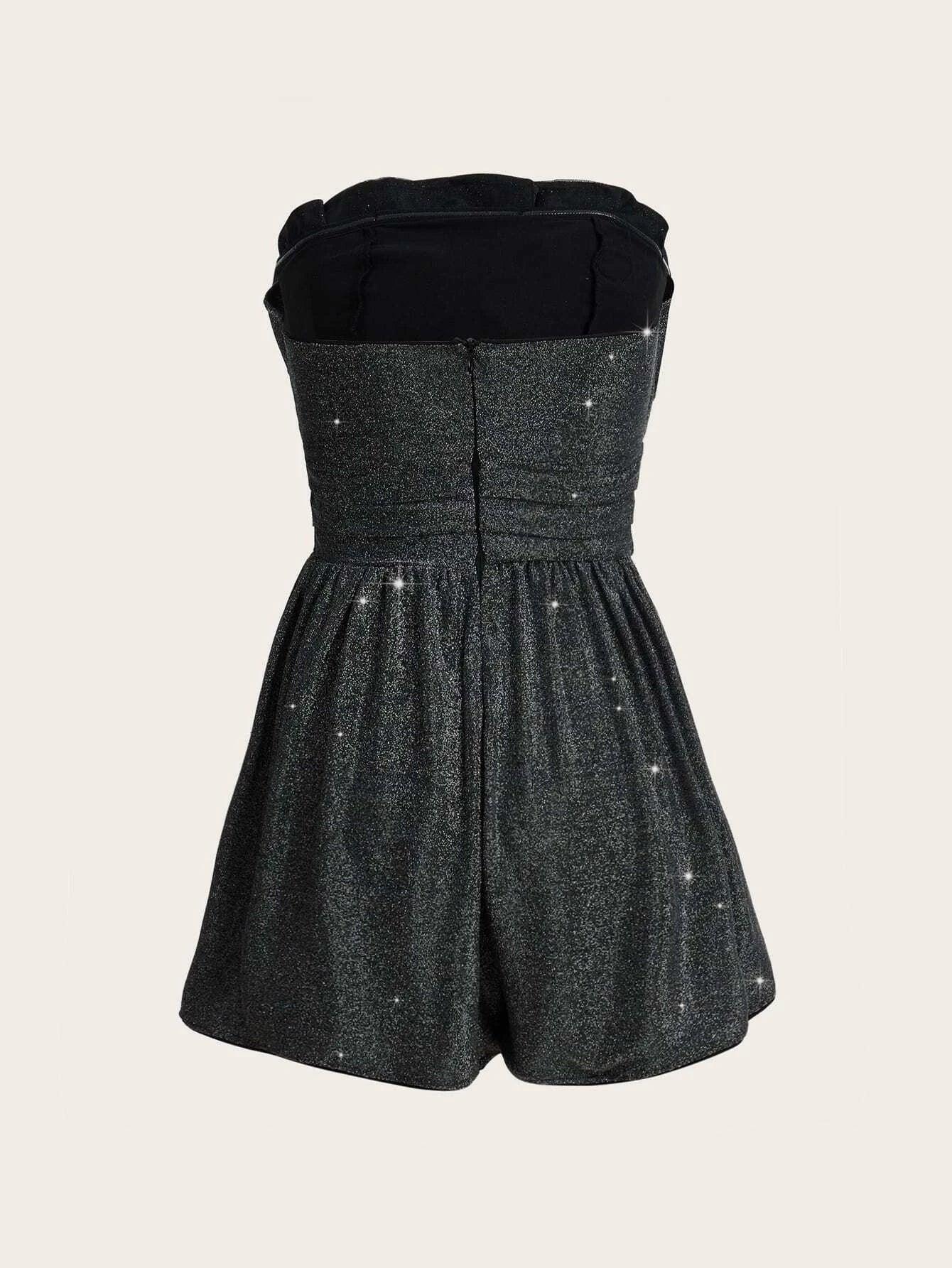 Ruched Tube Romper-Comfy Jumpsuits