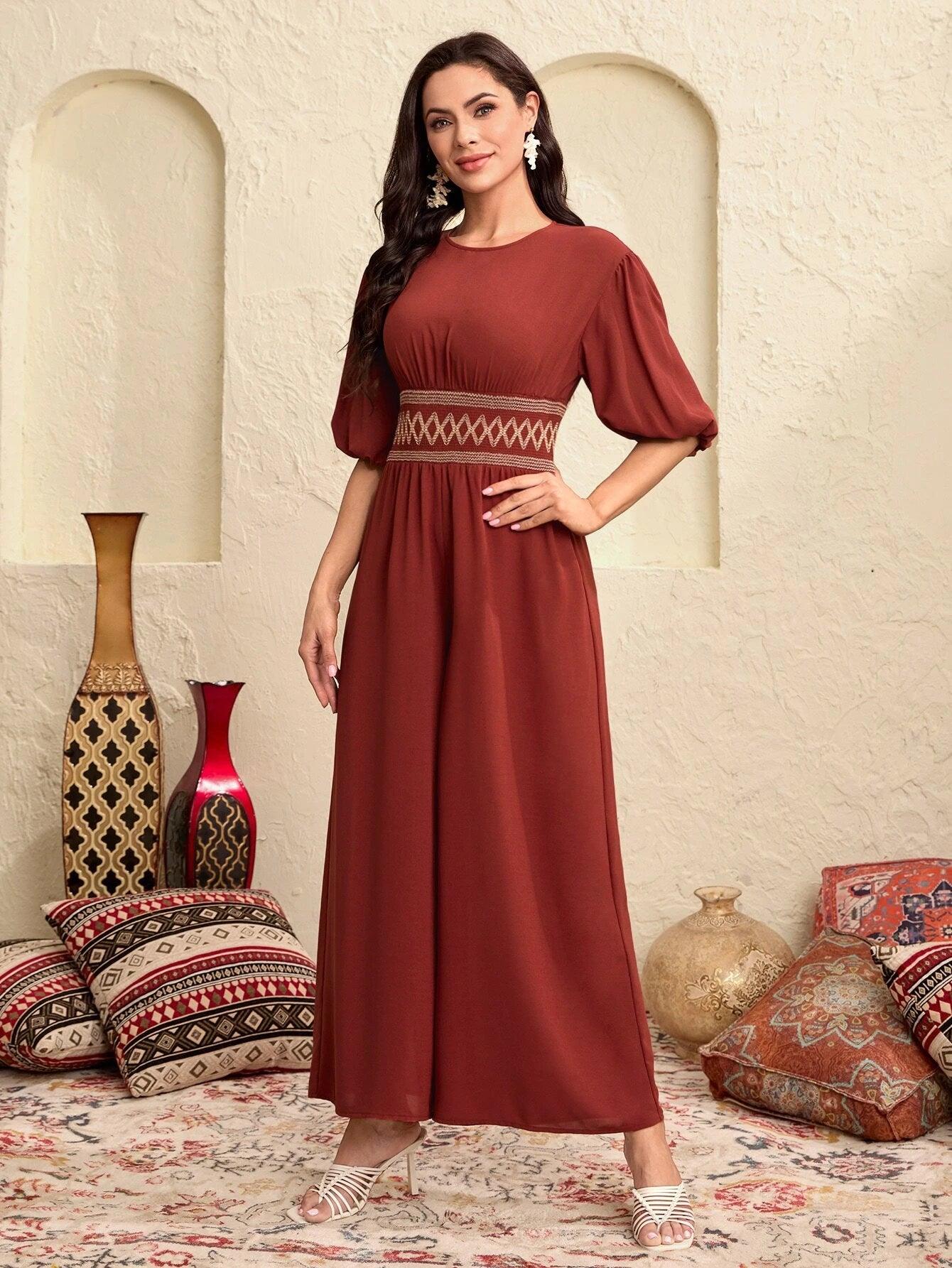 Puff Sleeve Wide Leg Jumpsuit-Comfy Jumpsuits