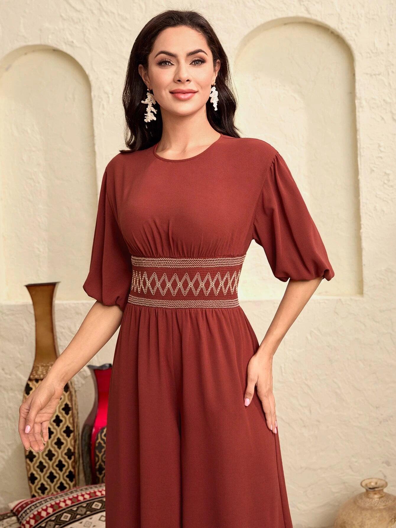 Puff Sleeve Wide Leg Jumpsuit-Comfy Jumpsuits