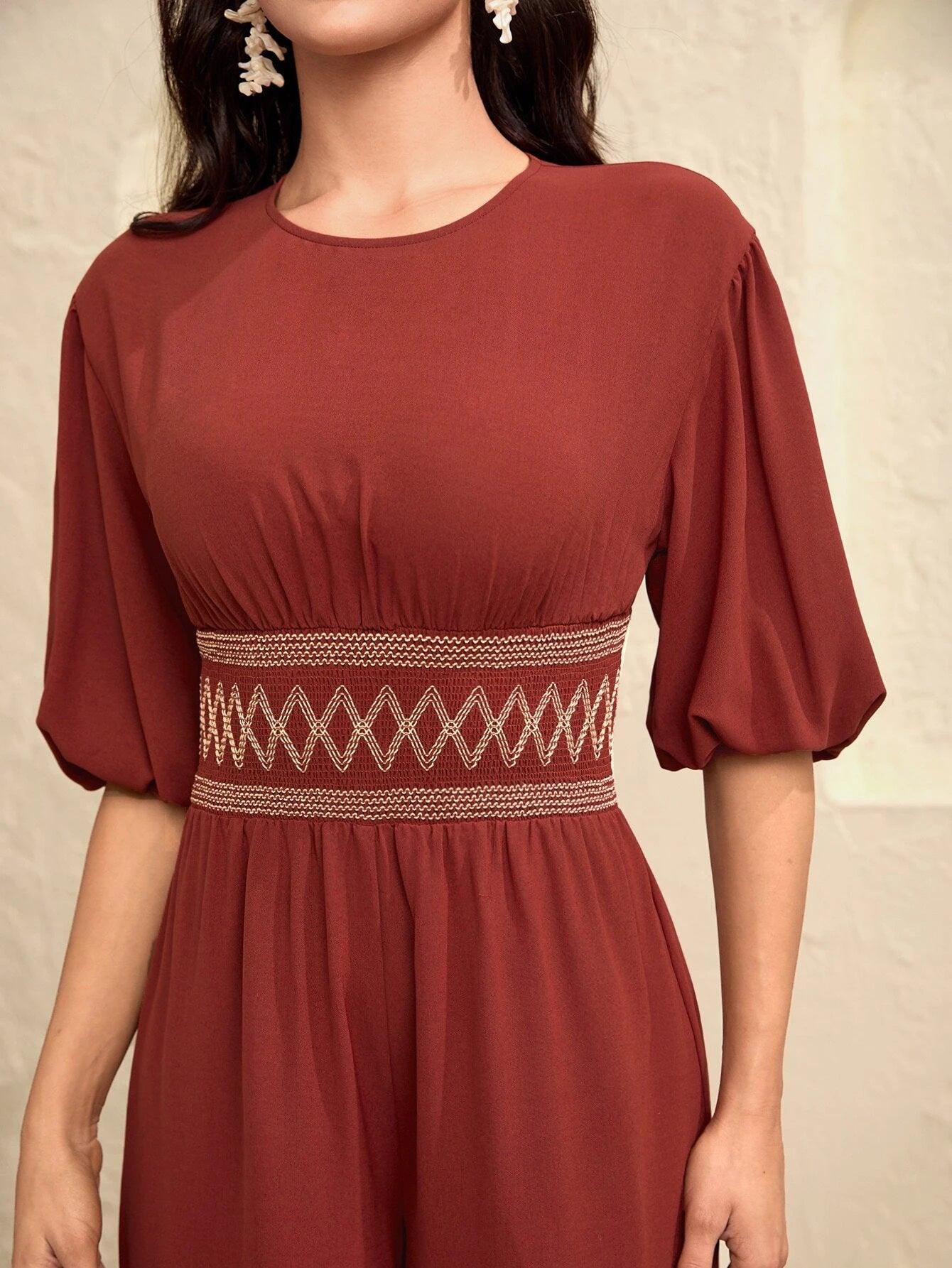 Puff Sleeve Wide Leg Jumpsuit-Comfy Jumpsuits