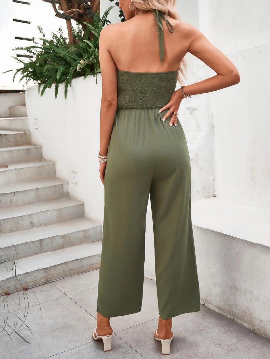 Button Front Cami Jumpsuit-Comfy Jumpsuits
