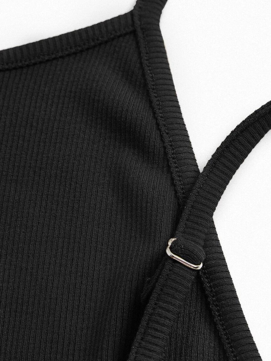 Cotton Solid Halter Neck Unitard Romper-Comfy Jumpsuits