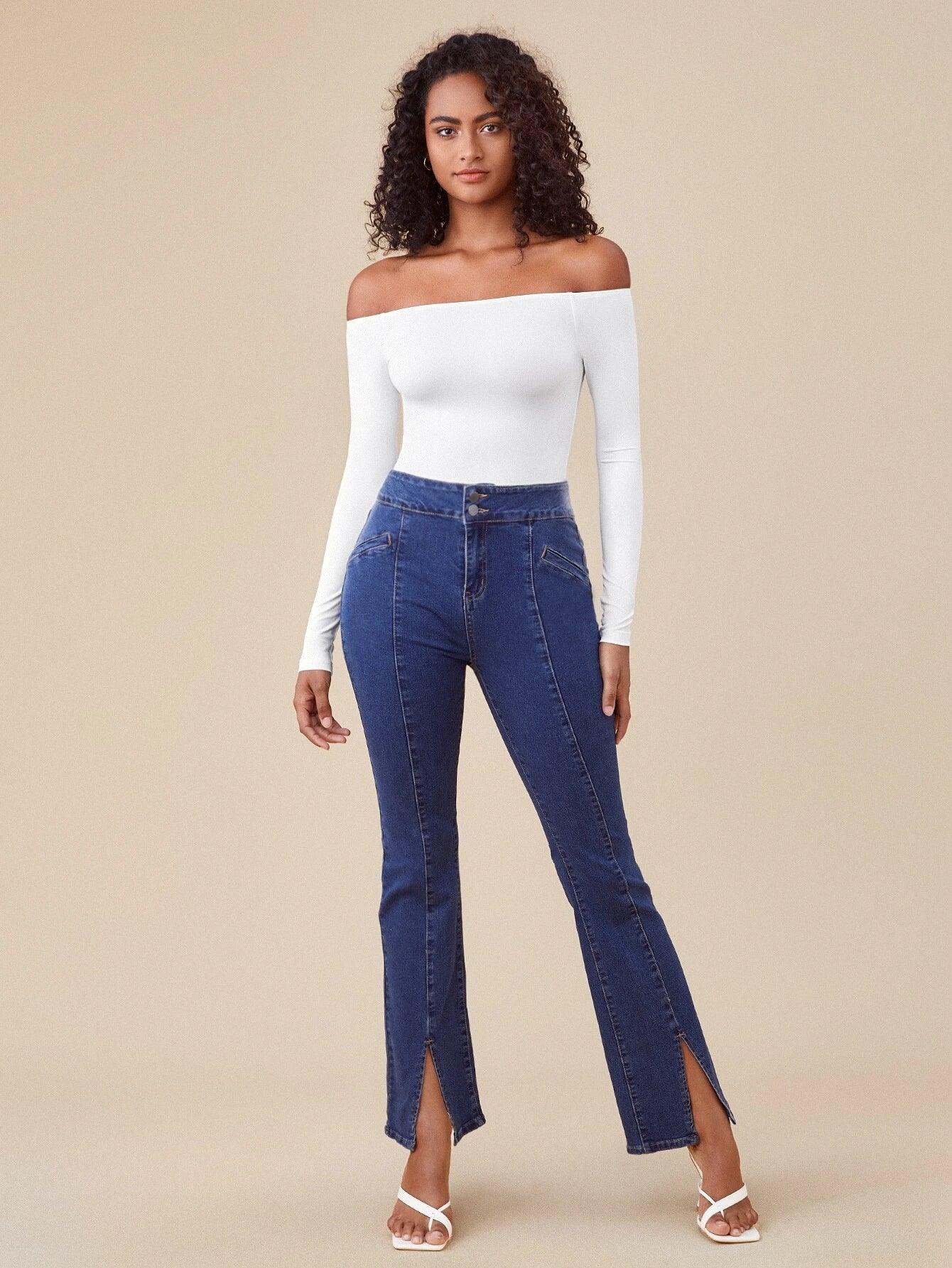 Solid Coloured Off Shoulder Bodysuit-Comfy Jumpsuits