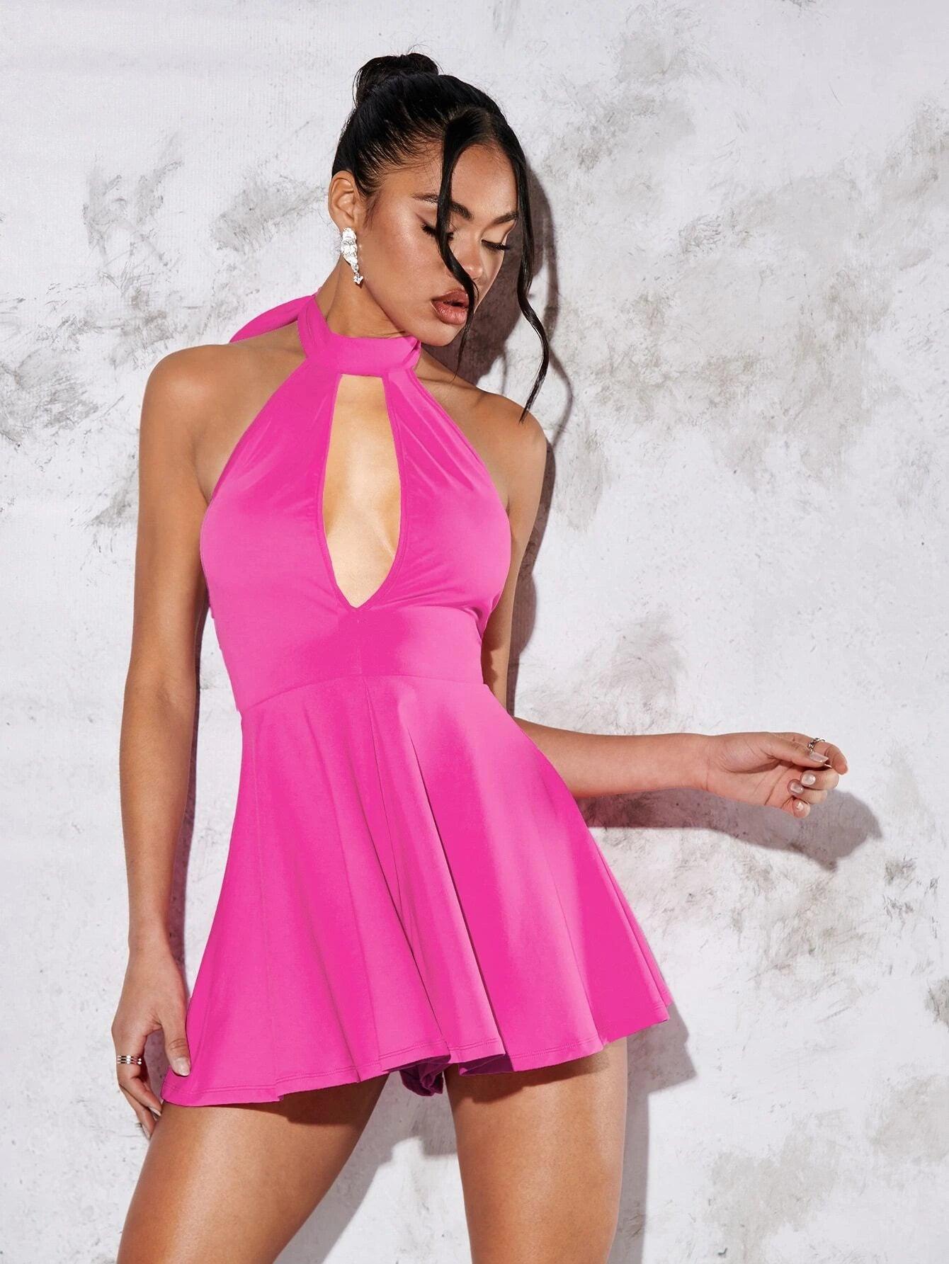 Sleeveless Halter Neck Romper-Comfy Jumpsuits