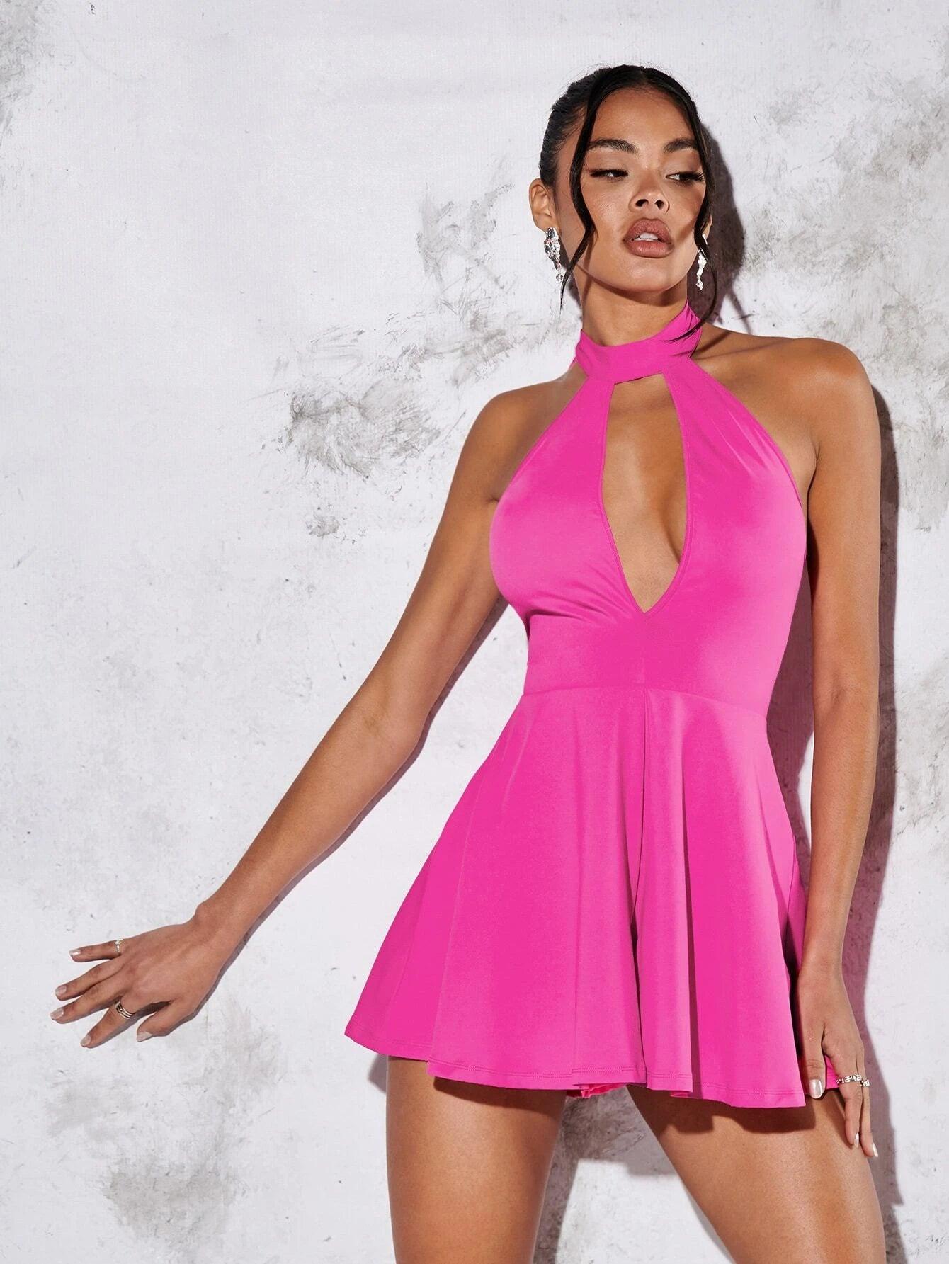 Sleeveless Halter Neck Romper-Comfy Jumpsuits