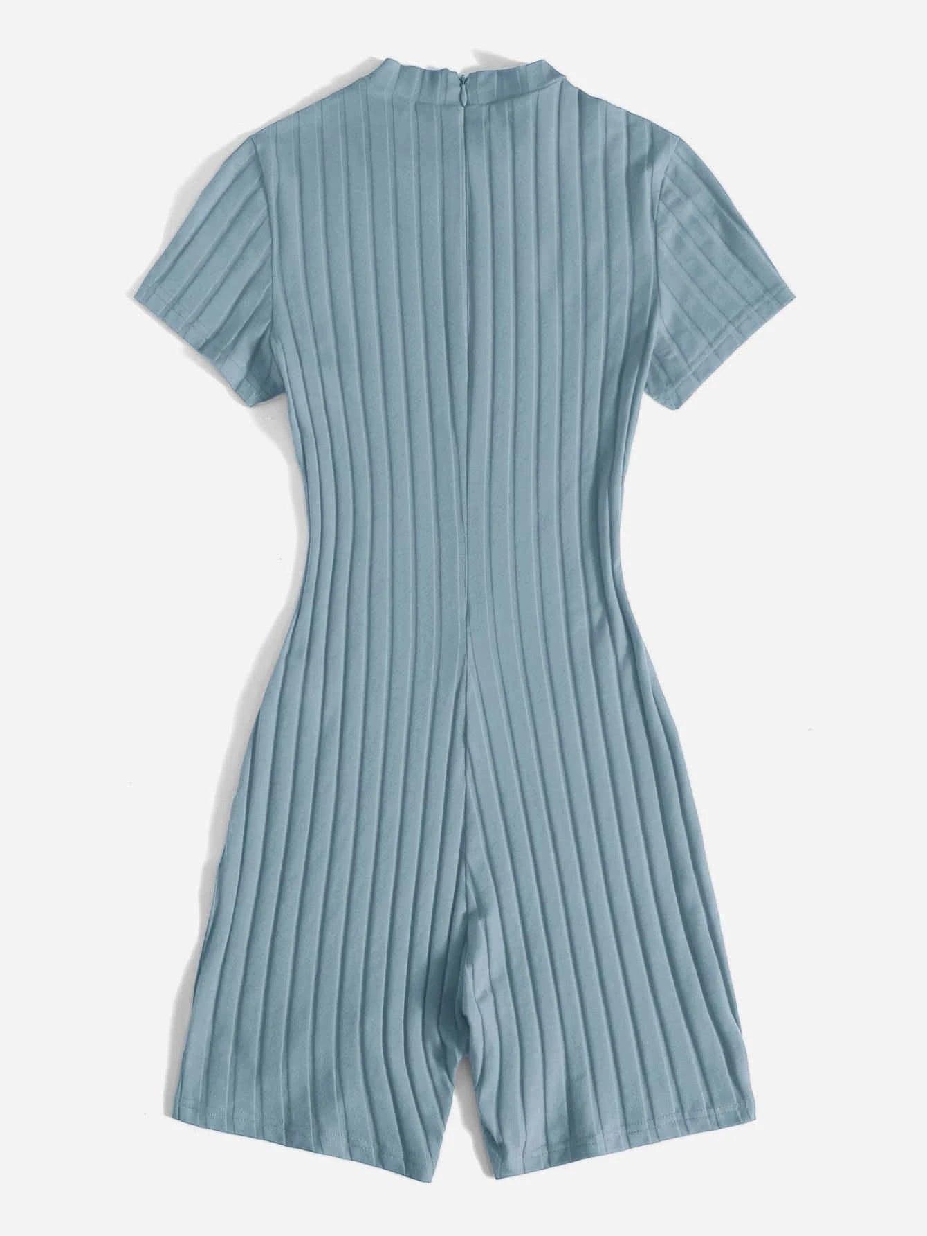 Mock Neck Rib-knit Unitard Romper-Comfy Jumpsuits