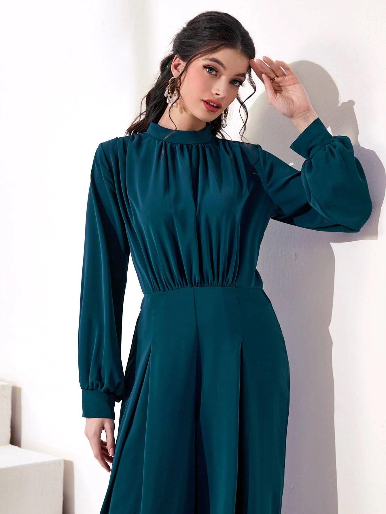 Bishop Sleeve Polyester Jumpsuit-Comfy Jumpsuits