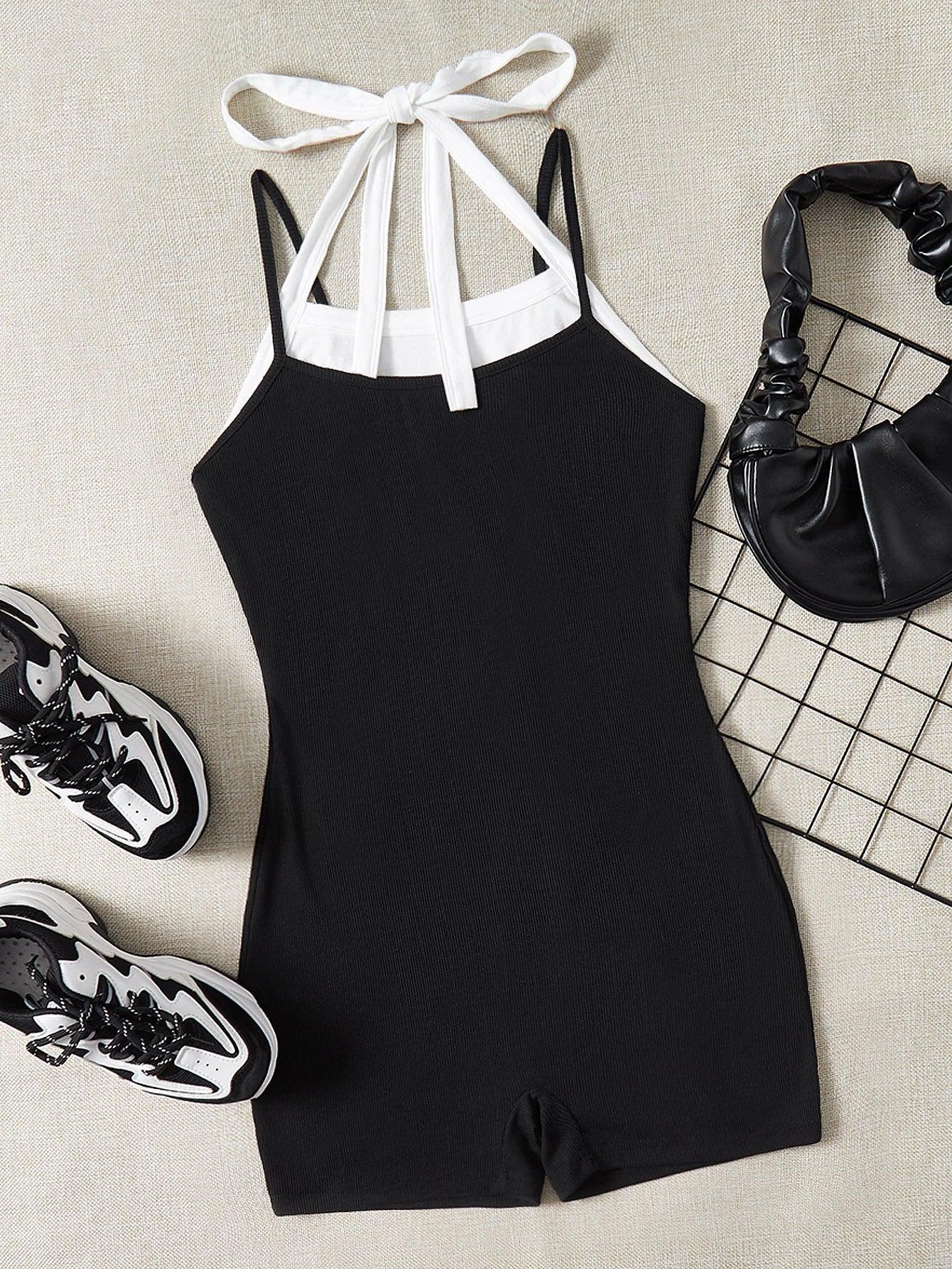 Balletcore Tie Sleeveless Unitard Romper-Comfy Jumpsuits