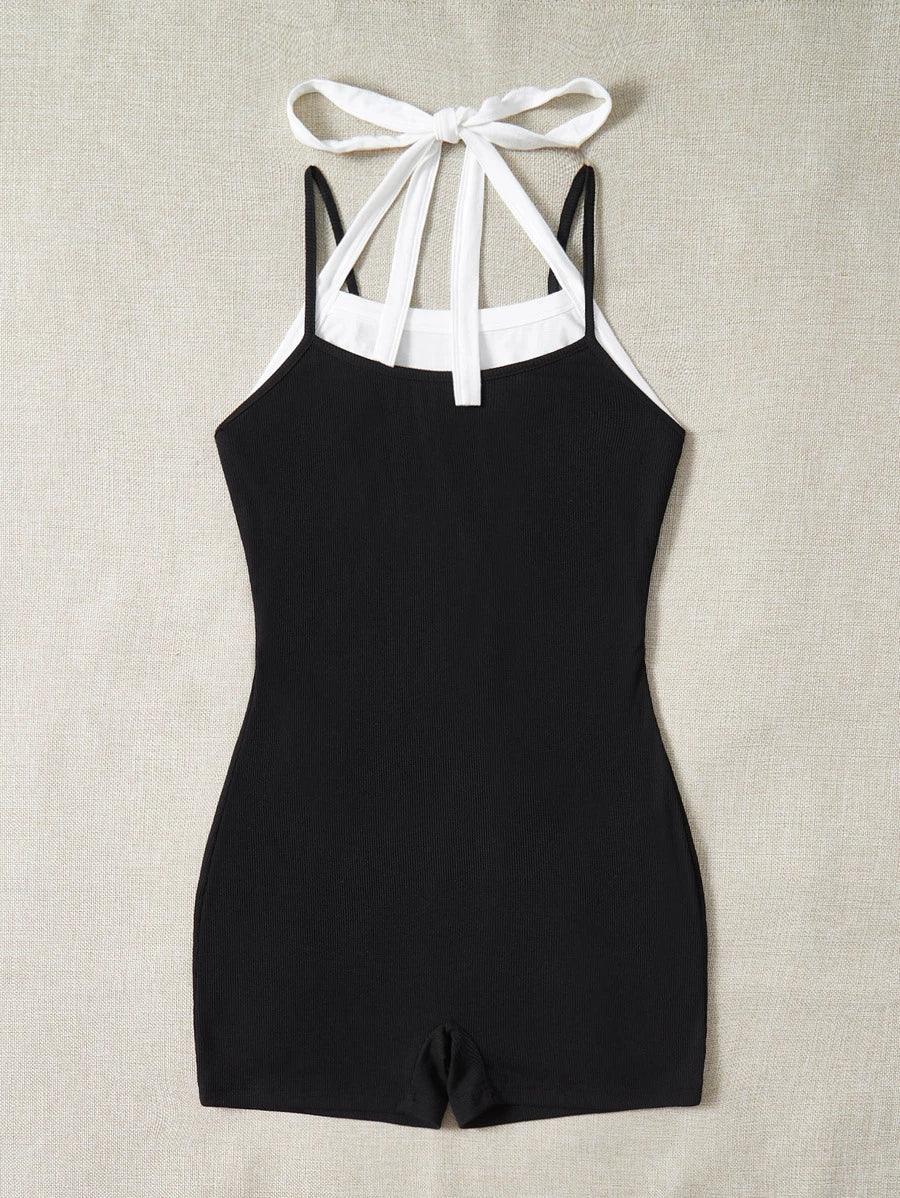 Balletcore Tie Backless Unitard Romper-Comfy Jumpsuits