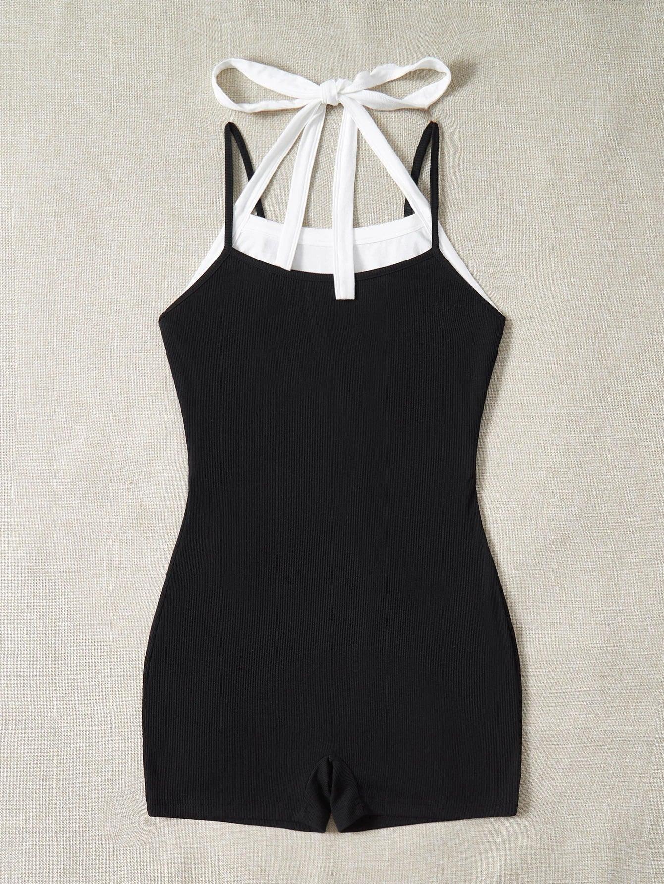 Balletcore Tie Sleeveless Unitard Romper-Comfy Jumpsuits