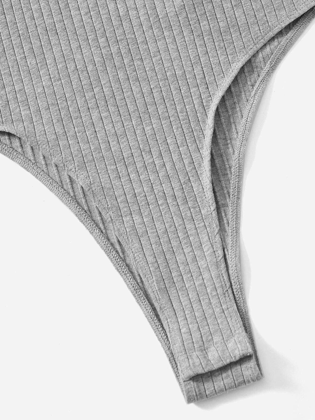 Lettuce Trim Ribbed Knit Bodysuit-Comfy Jumpsuits