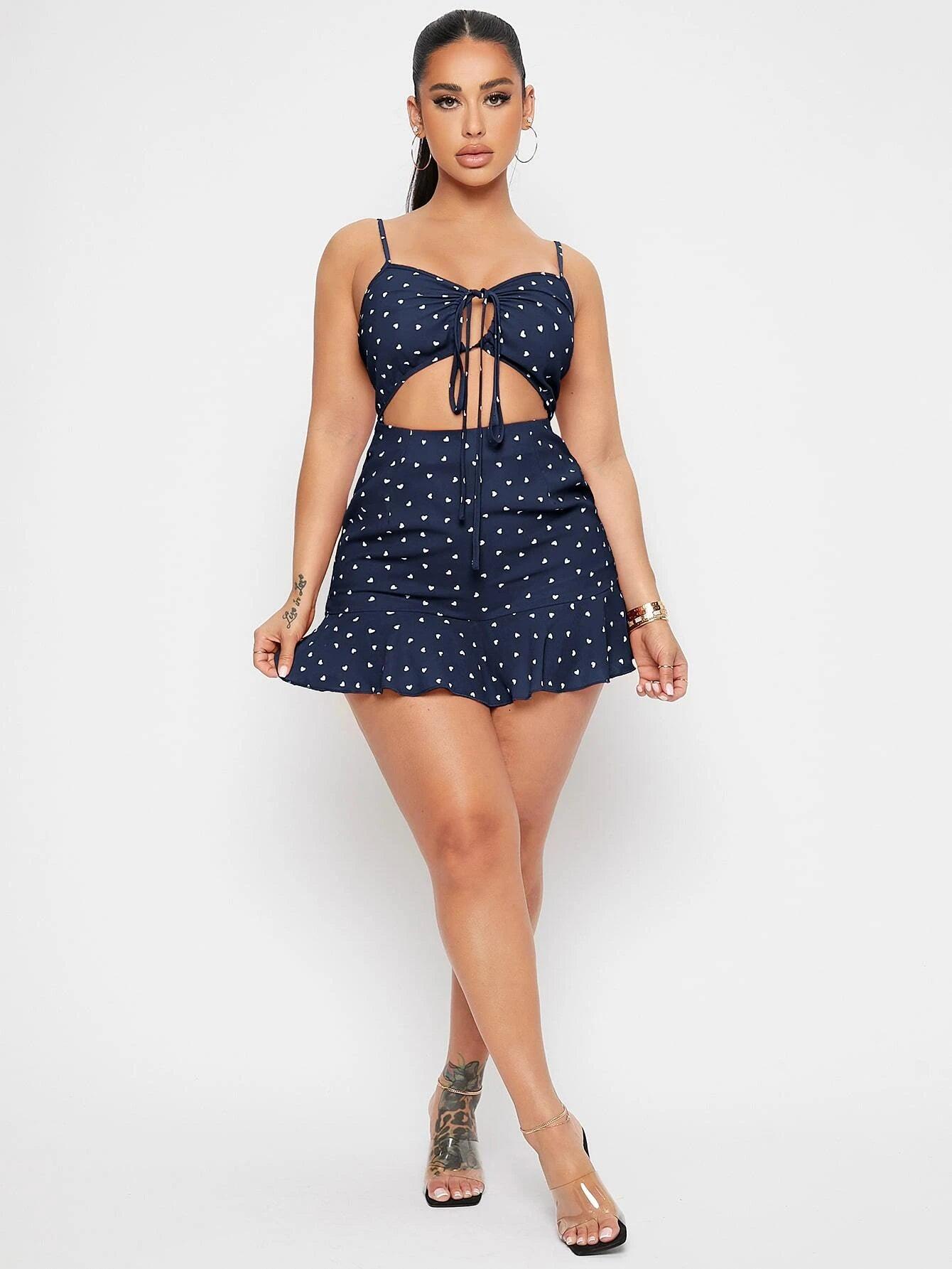 Printed Tie Front Short Romper-Comfy Jumpsuits