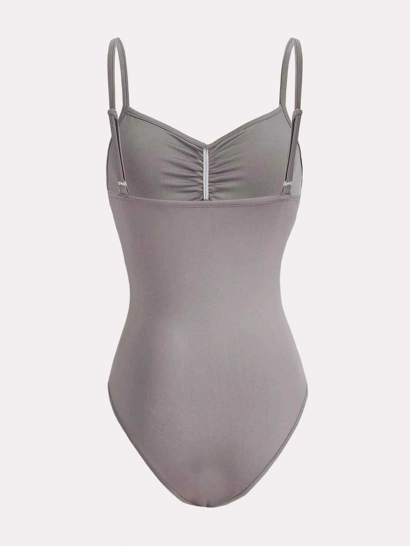 Casual Ruched Cami Bodysuit-Comfy Jumpsuits