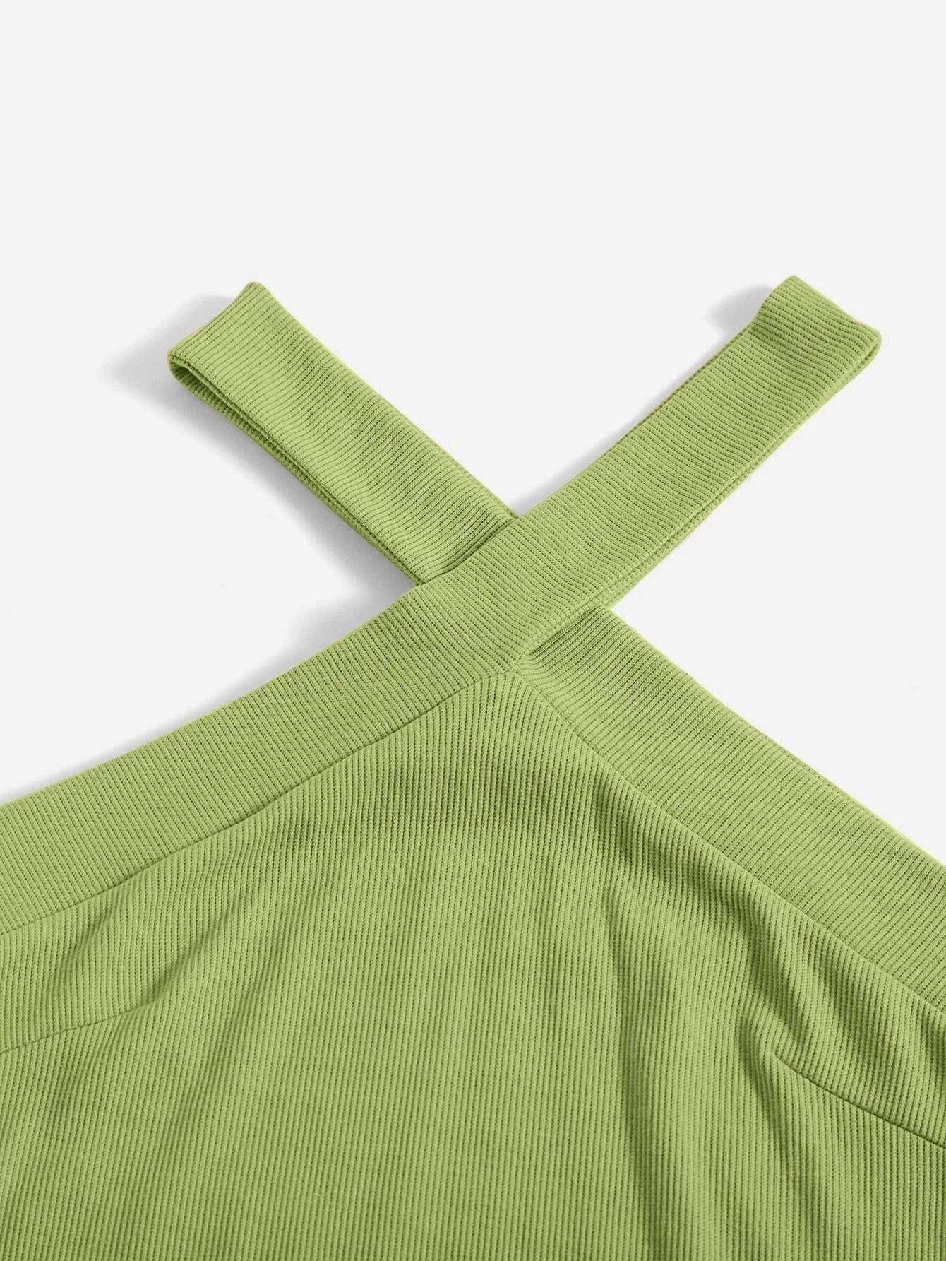 Solid Halter Bodysuit-Comfy Jumpsuits