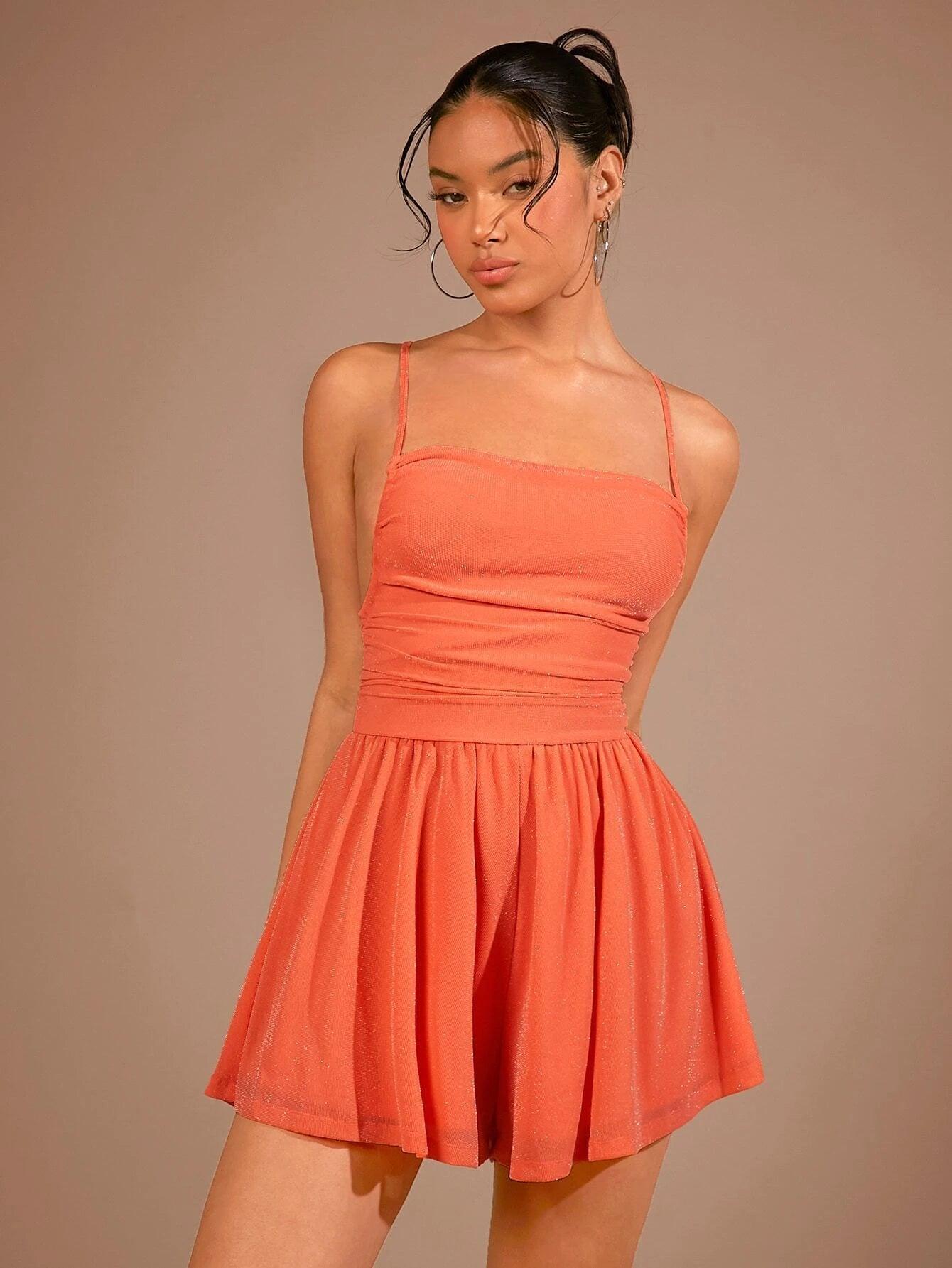 Crisscross Backless Cami Romper-Comfy Jumpsuits