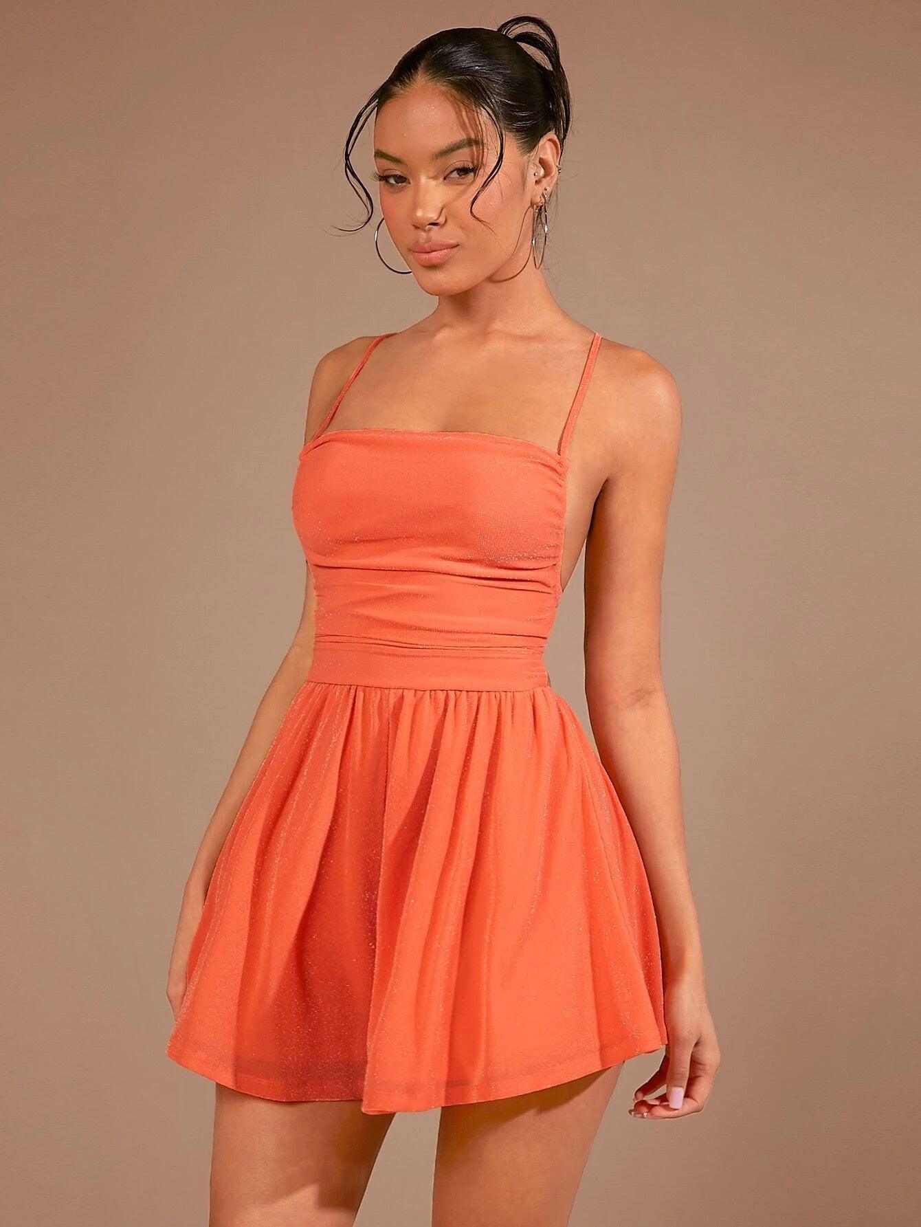 Crisscross Backless Cami Romper-Comfy Jumpsuits