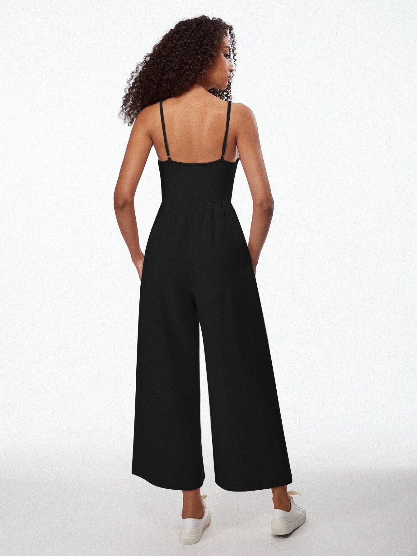 Cotton Solid Coloured Cami Jumpsuit-Comfy Jumpsuits