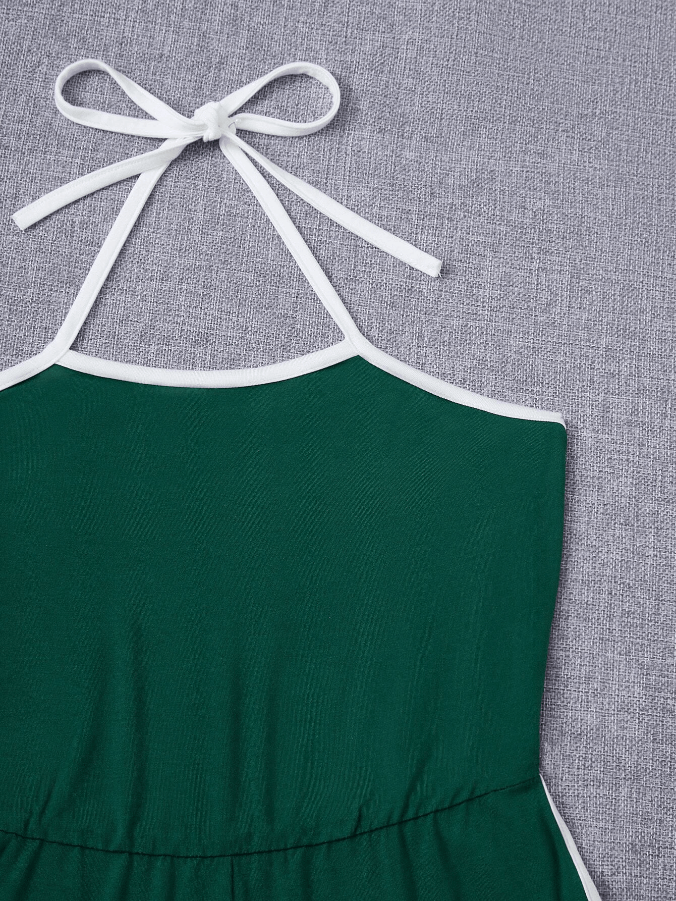 Letter And Graphic Contrast Binding Backless Halter Romper-Comfy Jumpsuits