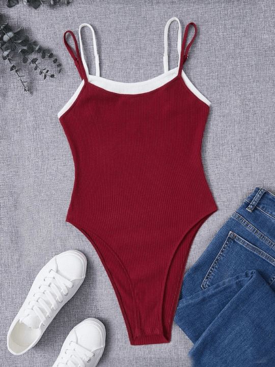 Sleeveless 2 In 1 Cami Bodysuit-Comfy Jumpsuits