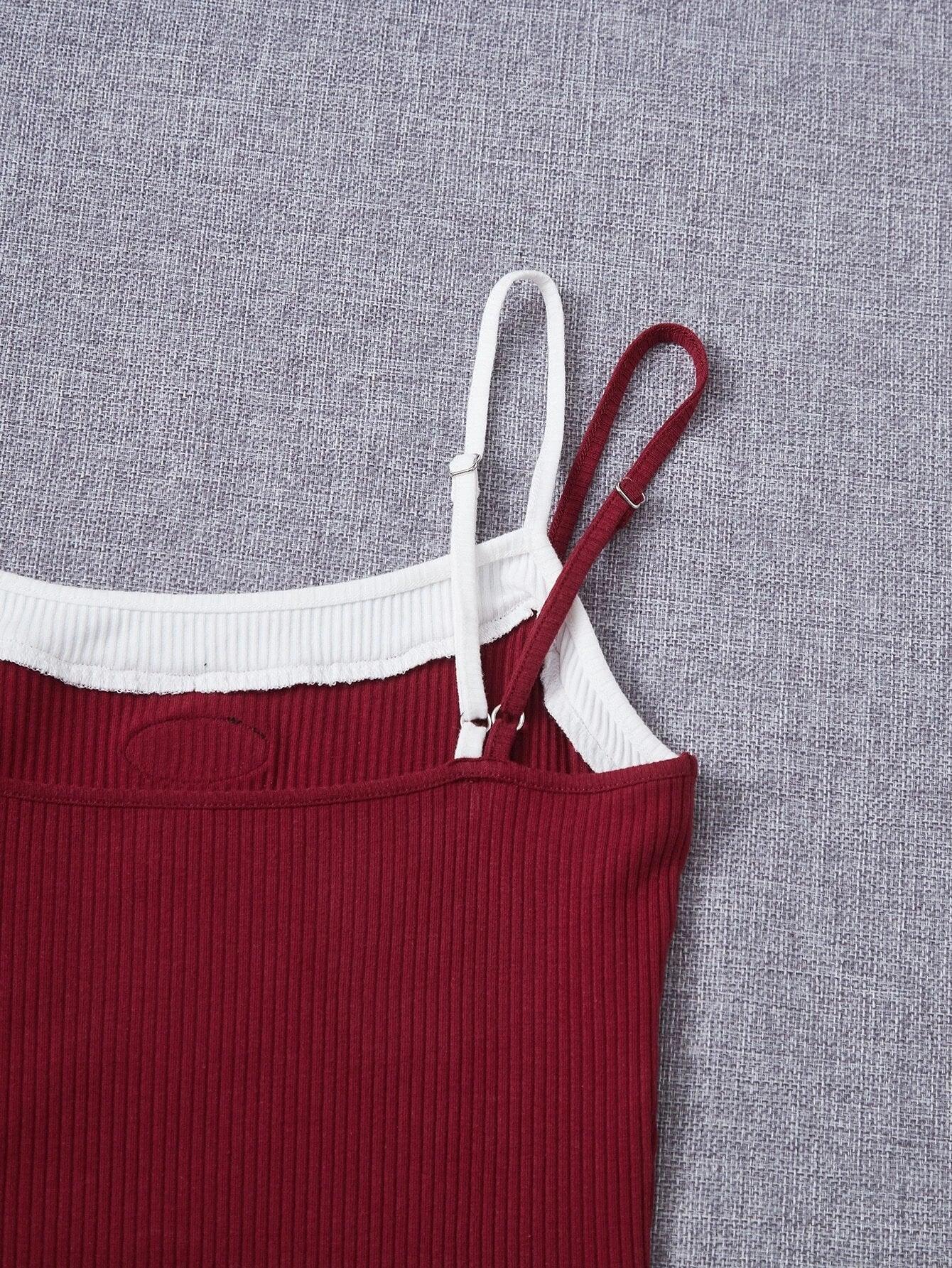 Sleeveless 2 In 1 Cami Bodysuit-Comfy Jumpsuits