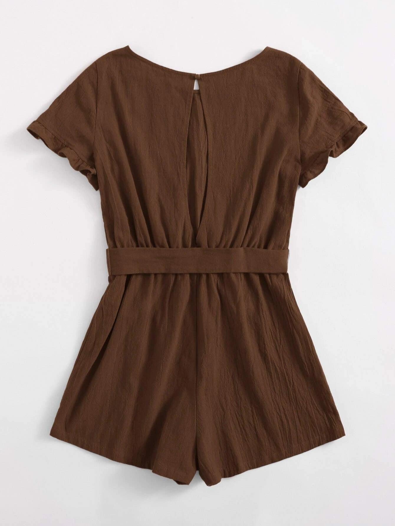 Belted Round Neck Dress-Comfy Jumpsuits