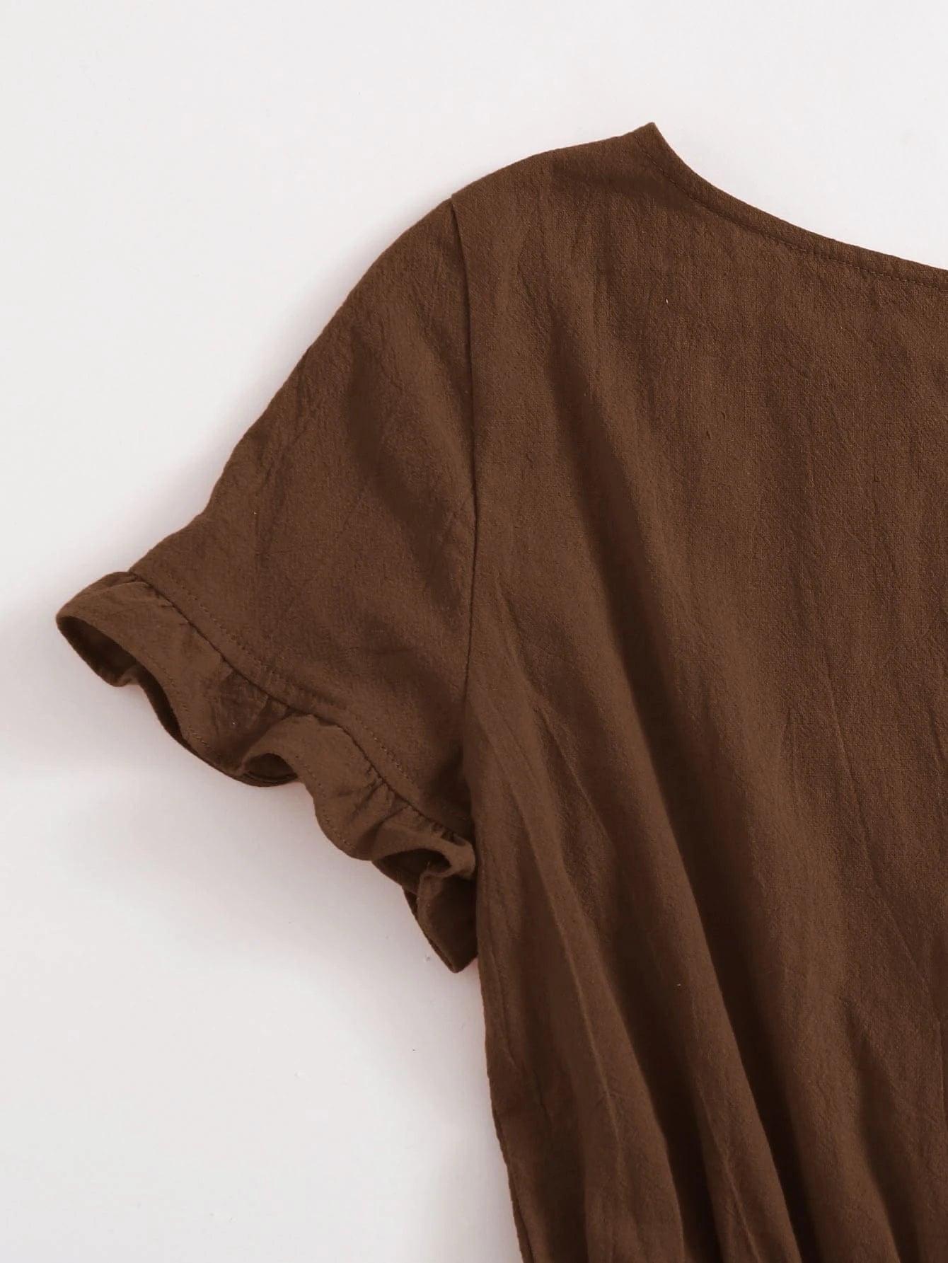 Belted Round Neck Dress-Comfy Jumpsuits