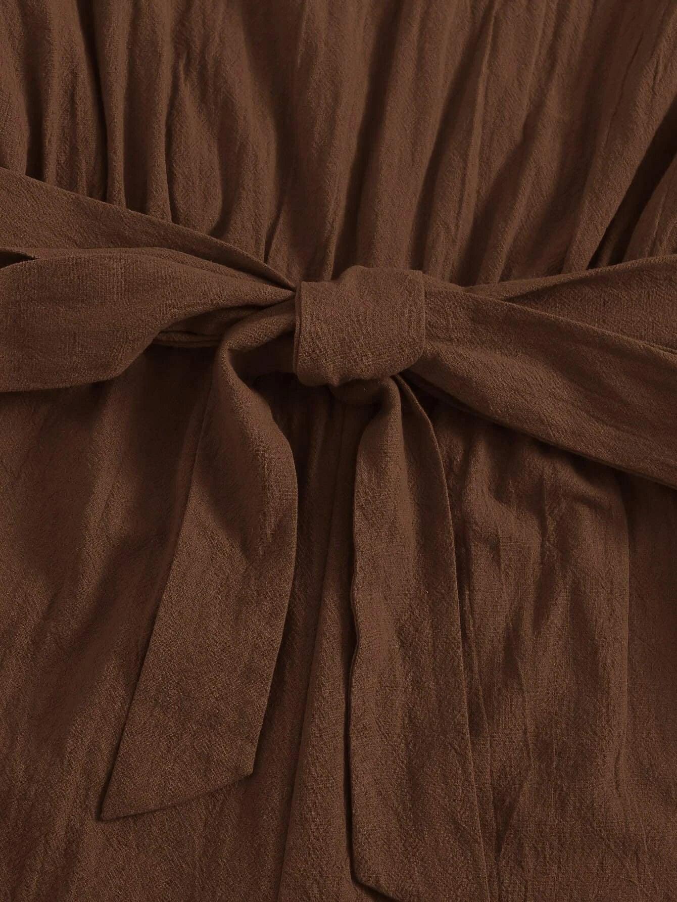 Belted Round Neck Dress-Comfy Jumpsuits