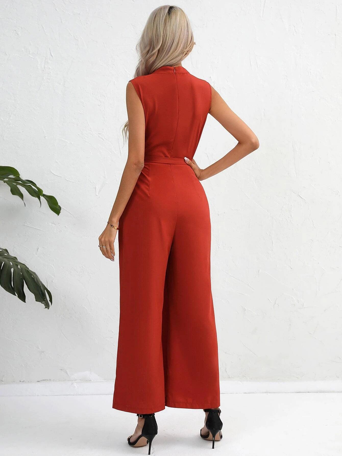 Waist Side Knot Jumpsuit-Comfy Jumpsuits
