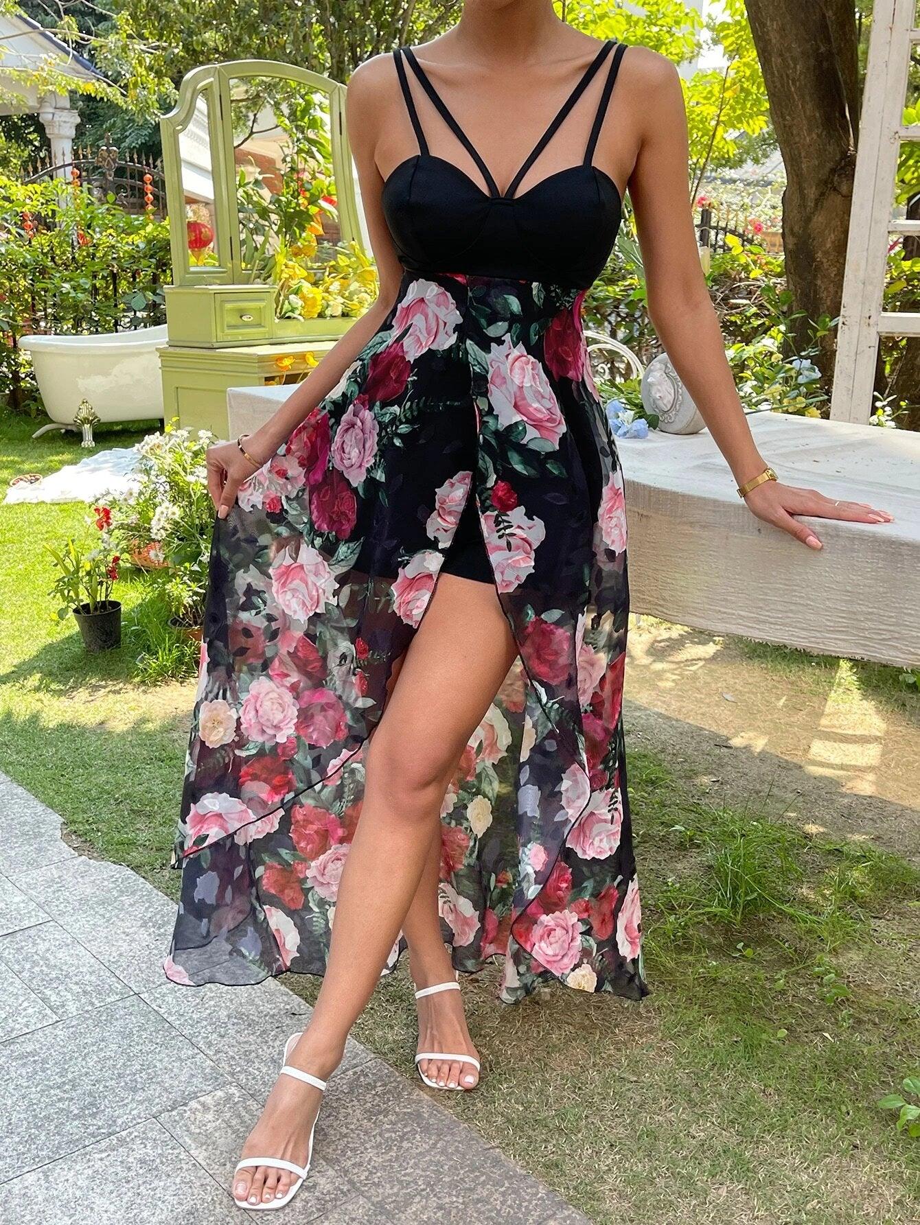 Floral Print Boho Cami Romper-Comfy Jumpsuits