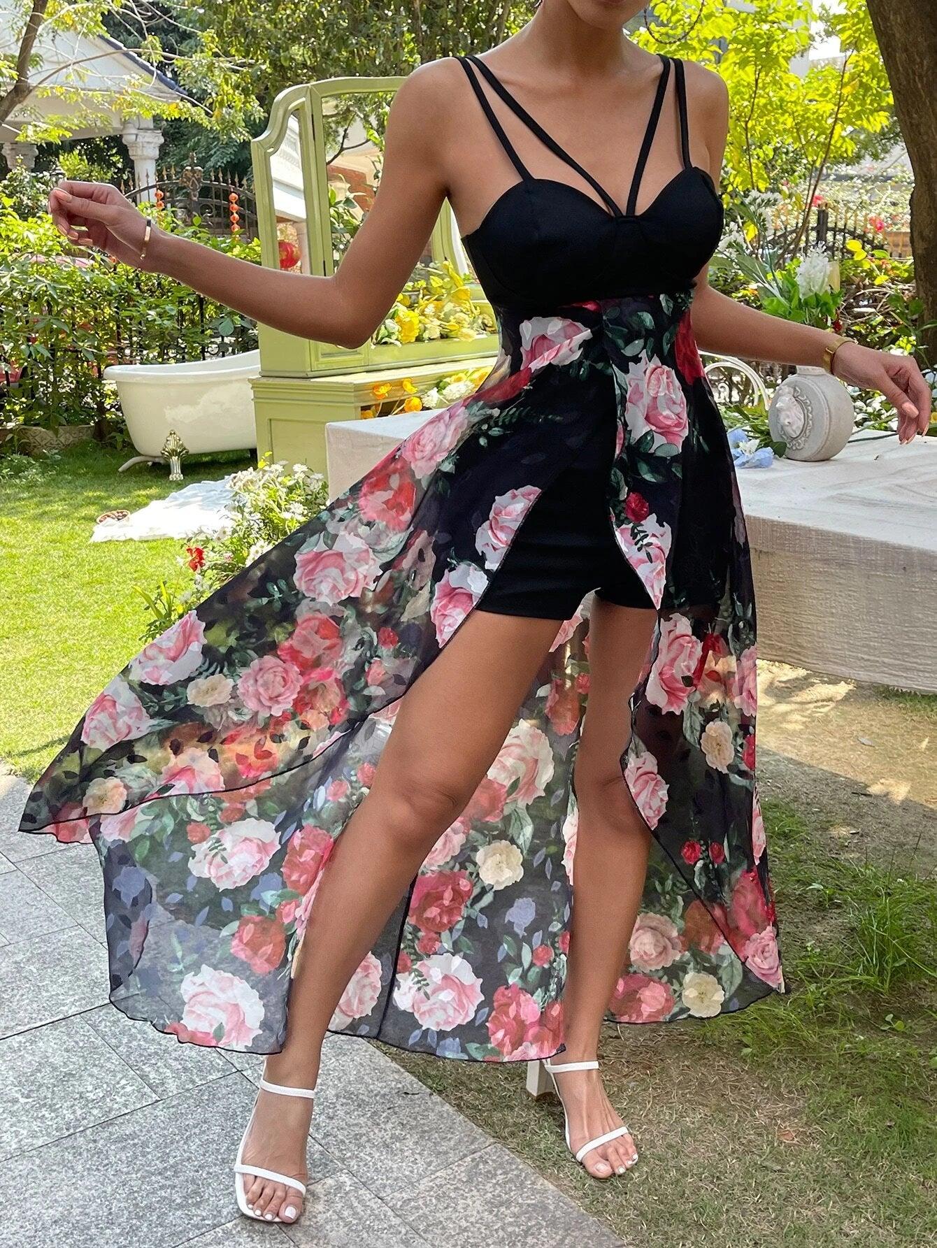 Floral Print Boho Cami Romper-Comfy Jumpsuits