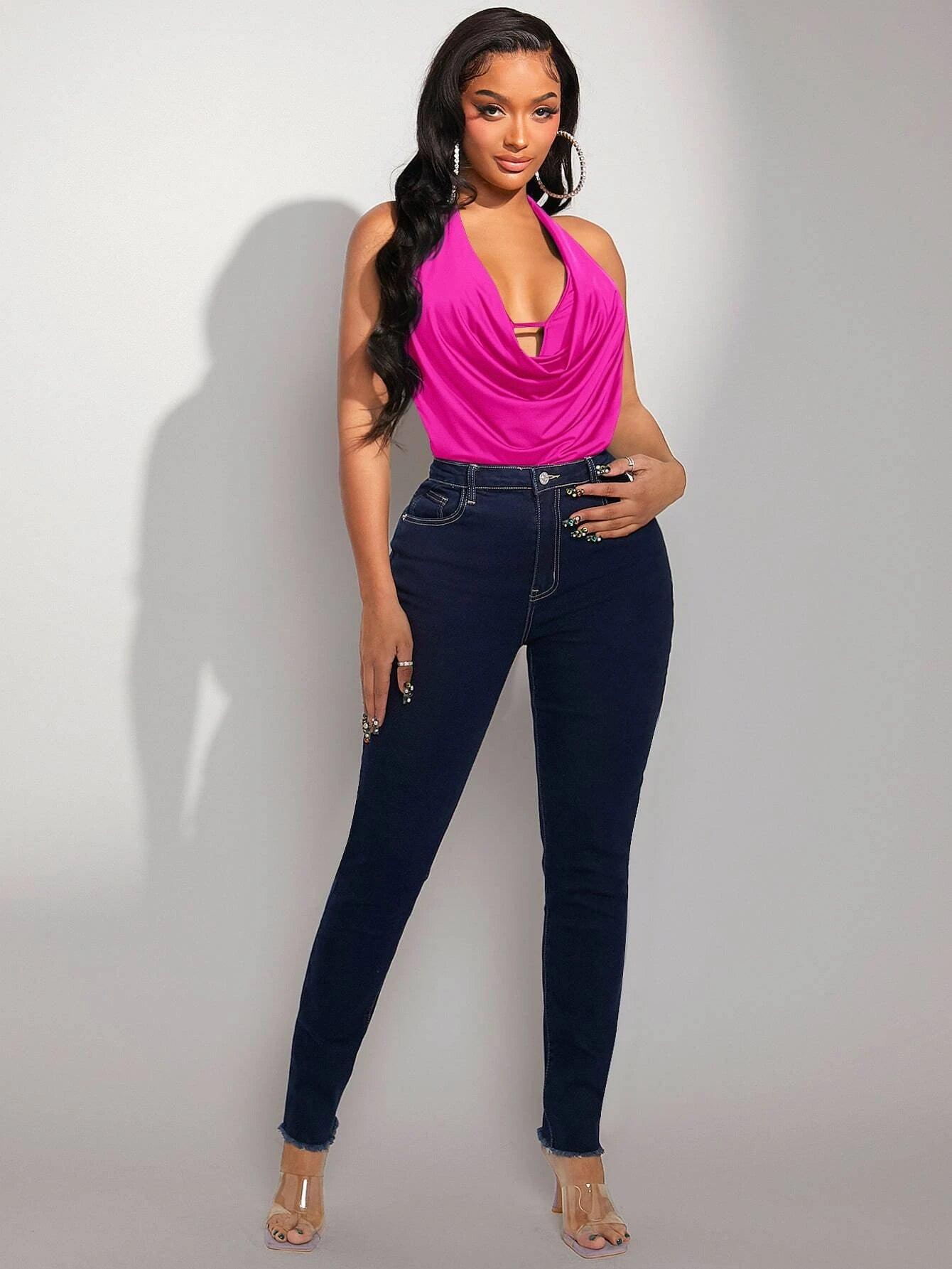 Sleeveless Halter Bodysuit-Comfy Jumpsuits