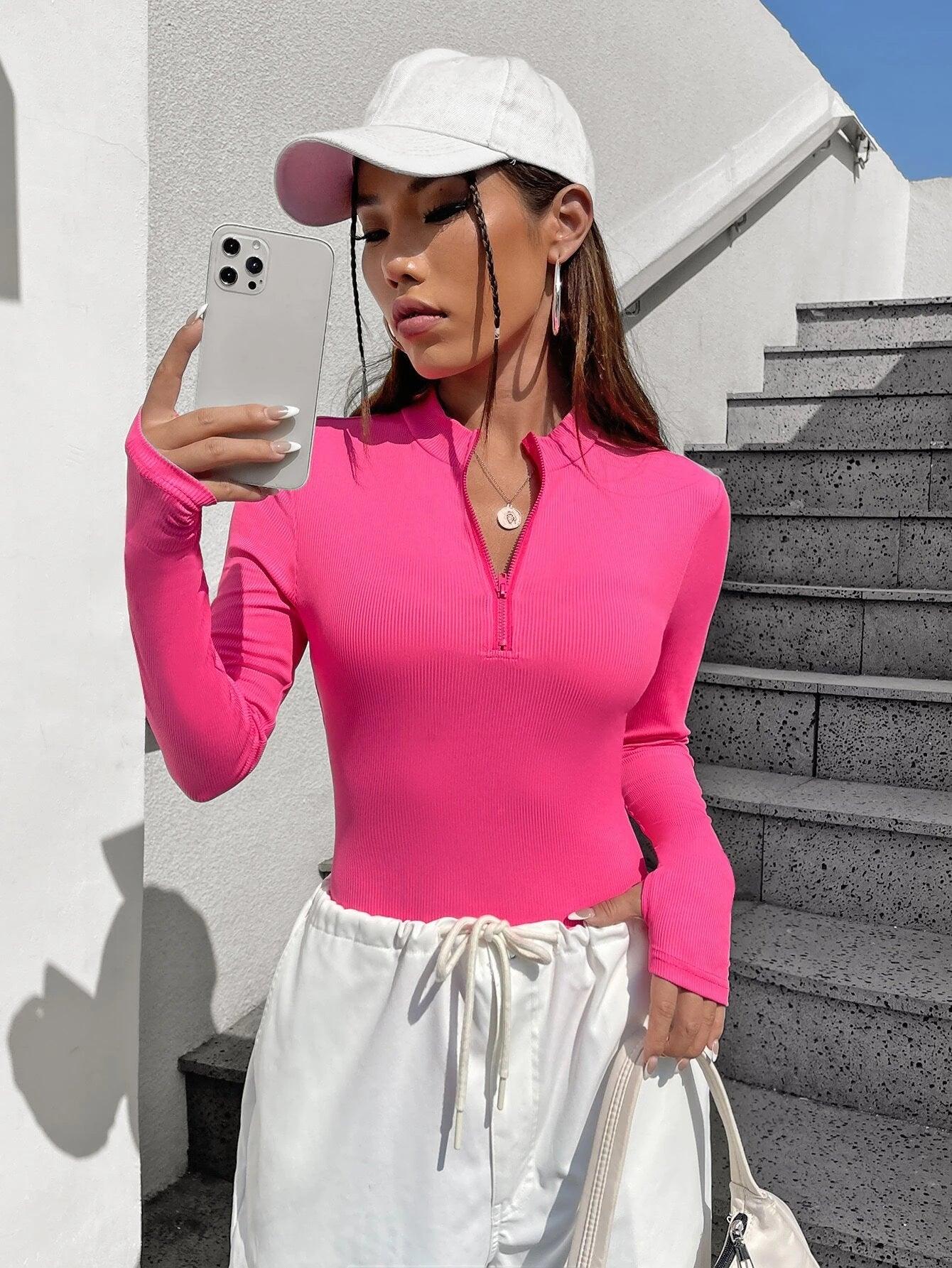 Thumbholes Slim Fit Tee Bodysuit-Comfy Jumpsuits