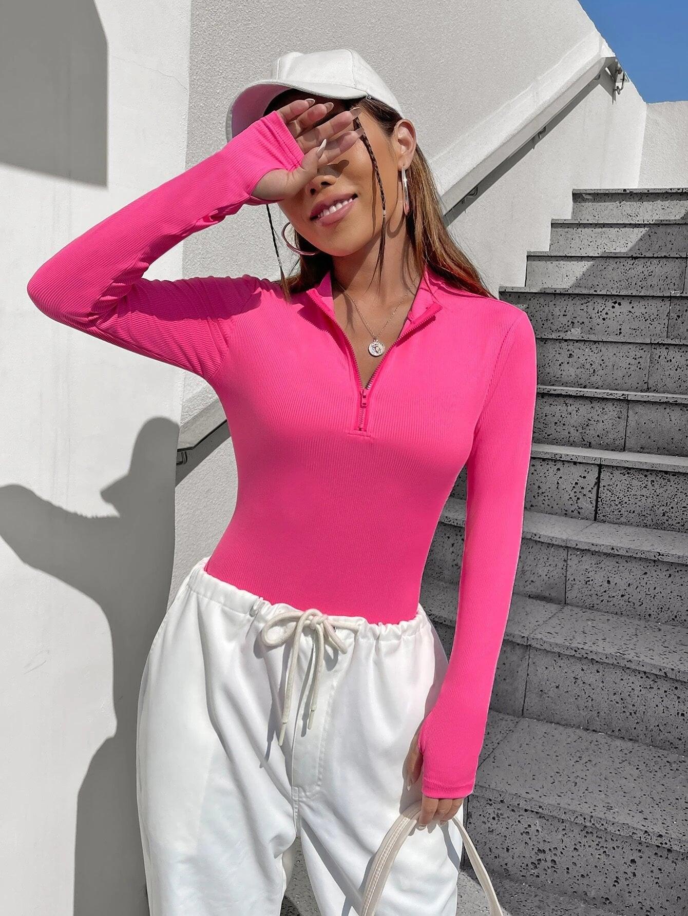 Thumbholes Slim Fit Tee Bodysuit-Comfy Jumpsuits