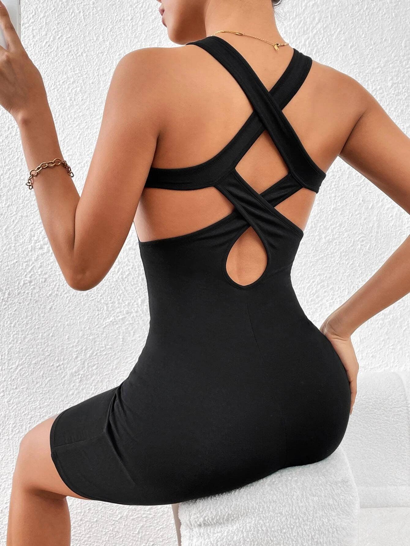 Criss Cross Backless Unitard Romper-Comfy Jumpsuits