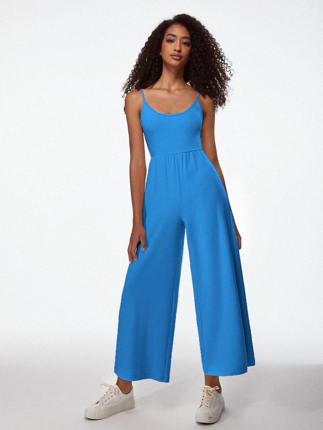 Cotton Solid Coloured Cami Jumpsuit-Comfy Jumpsuits