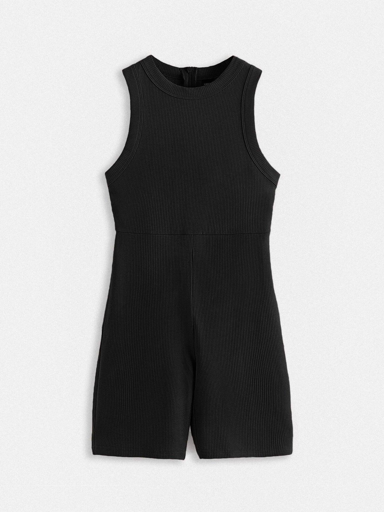Ribbed Knit Unitard Romper-Comfy Jumpsuits