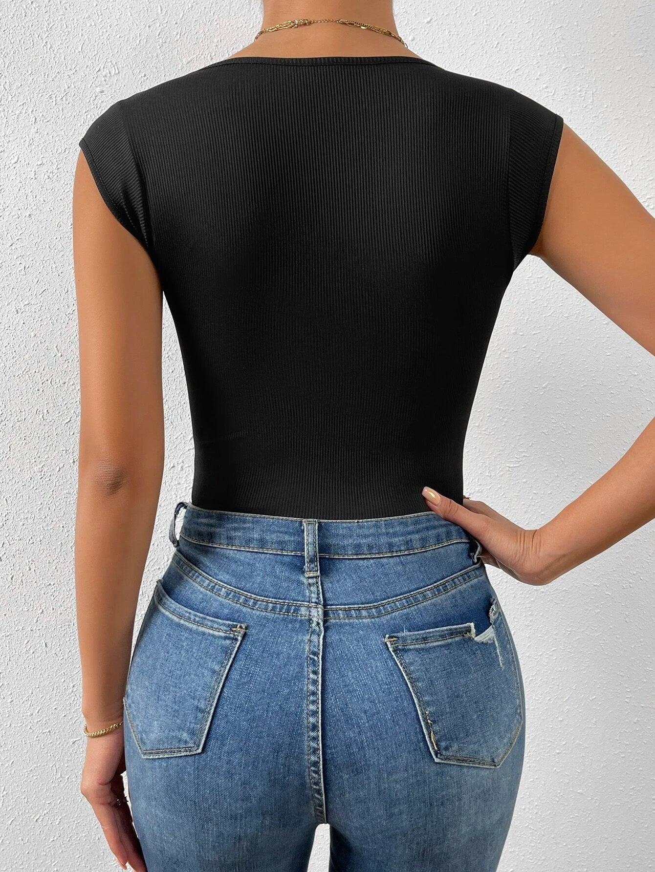 Scoop Neck Slim Fit Tank Bodysuit-Comfy Jumpsuits