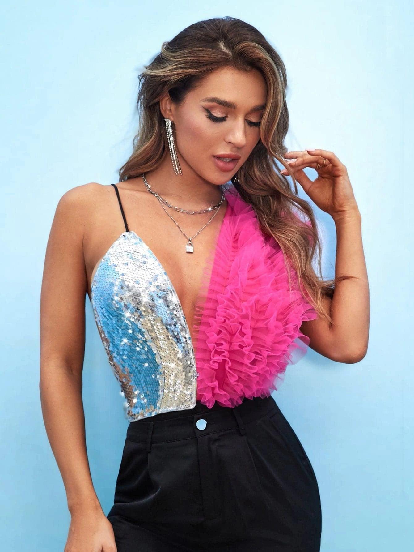 Trim Plunging Neck Bodysuit-Comfy Jumpsuits