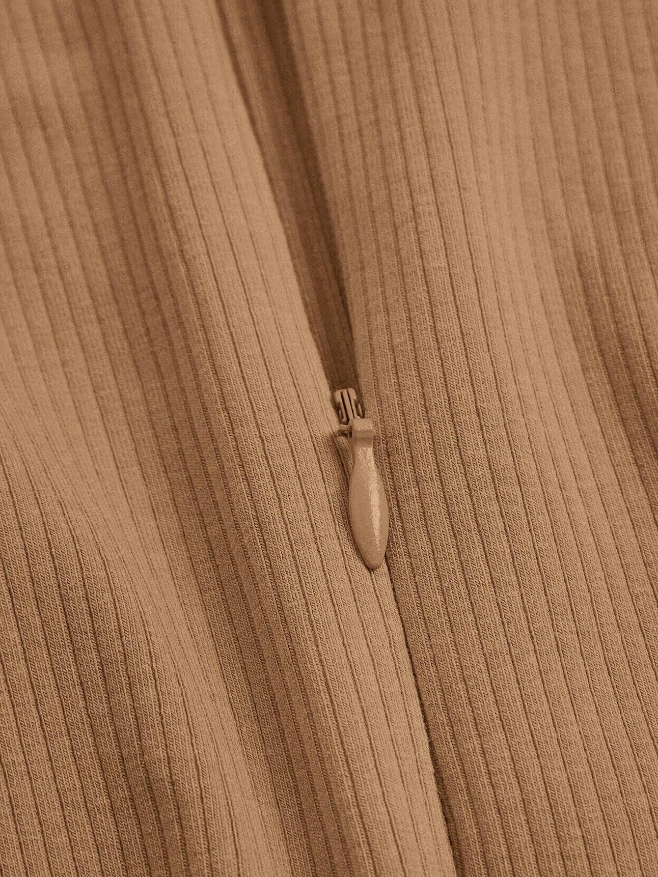 Ribbed Knit Unitard Romper-Comfy Jumpsuits