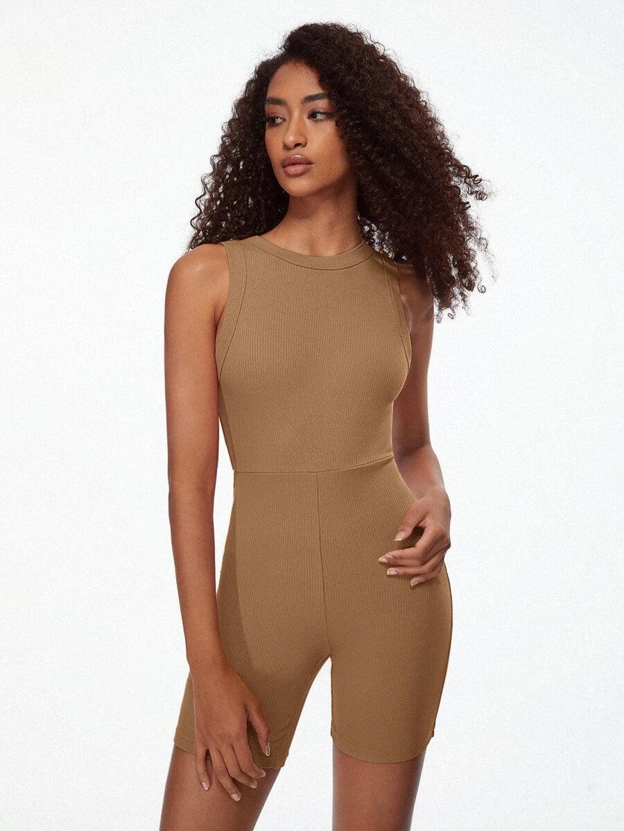 Cotton Solid Unitard Romper-Comfy Jumpsuits