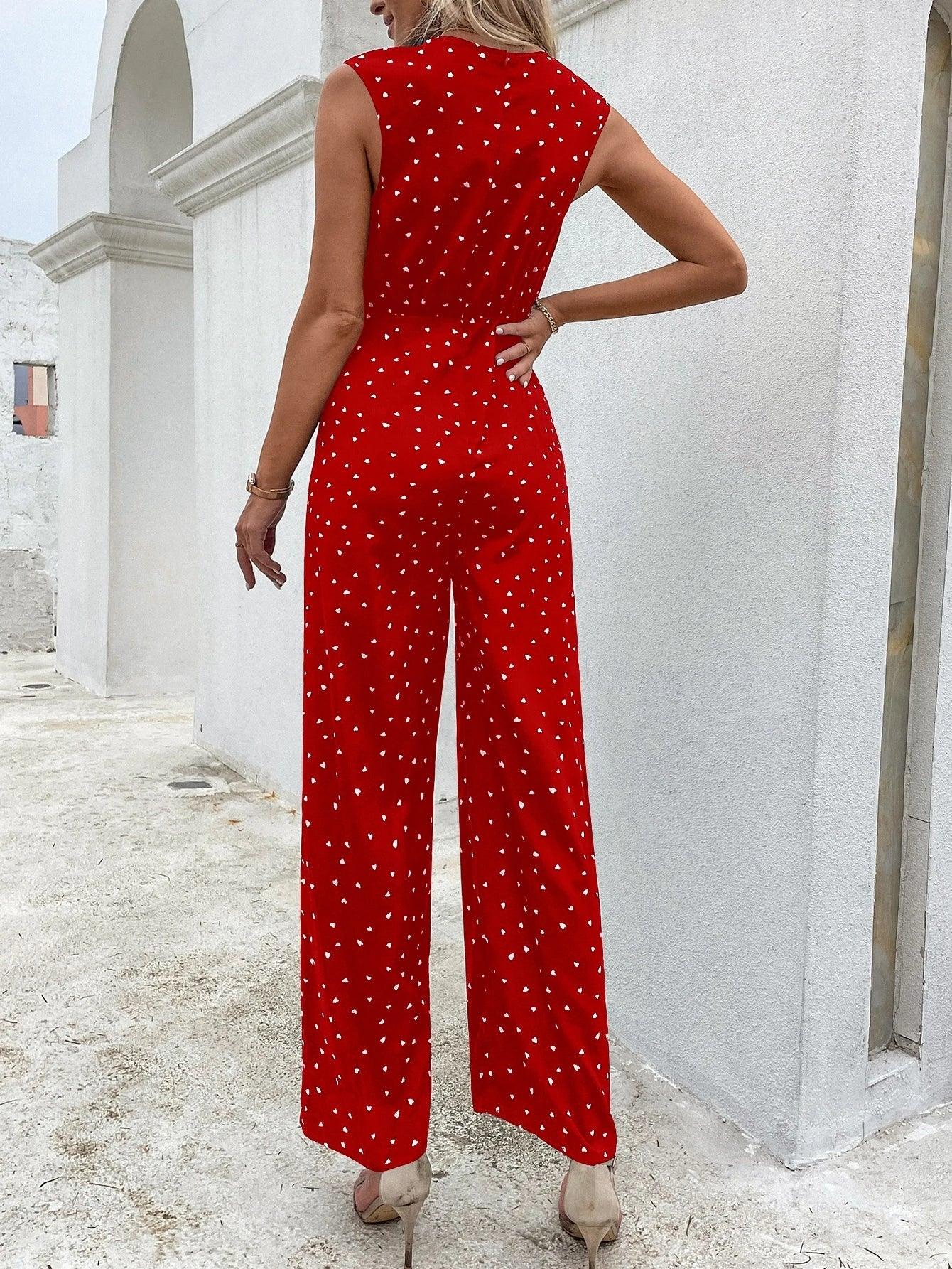 Printed Sleeveless Jumpsuit Without Belt-Comfy Jumpsuits