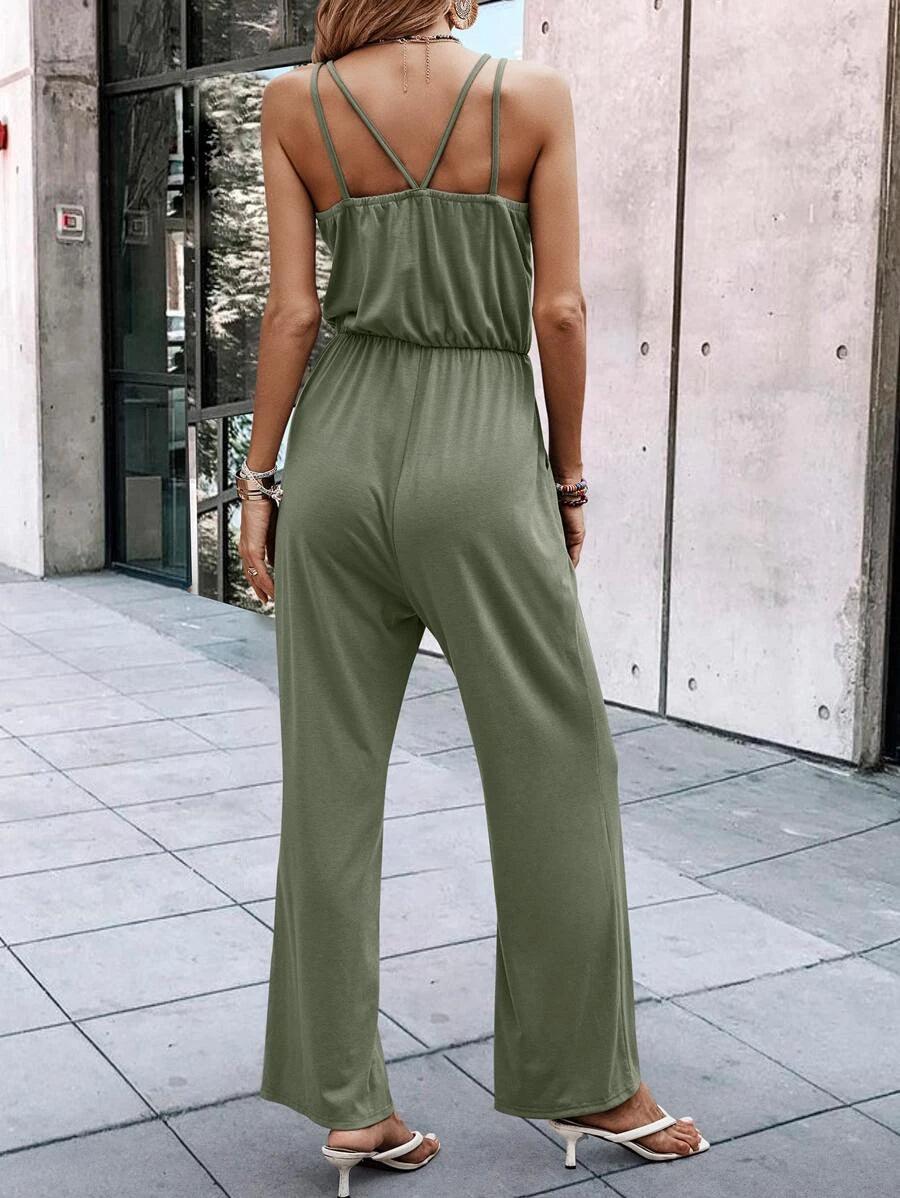 Slant Pocket Cami Jumpsuit-Comfy Jumpsuits