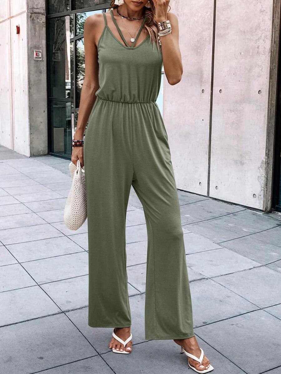 Slant Pocket Cami Jumpsuit-Comfy Jumpsuits
