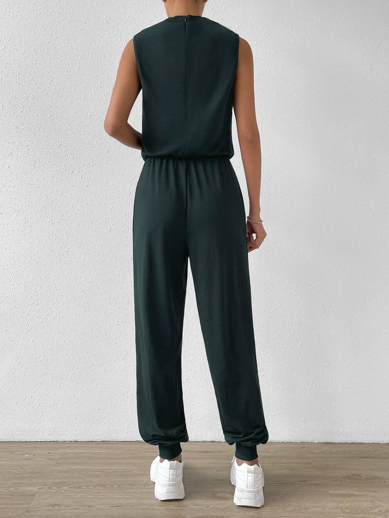 Mock Neck Tank Jumpsuit-Comfy Jumpsuits