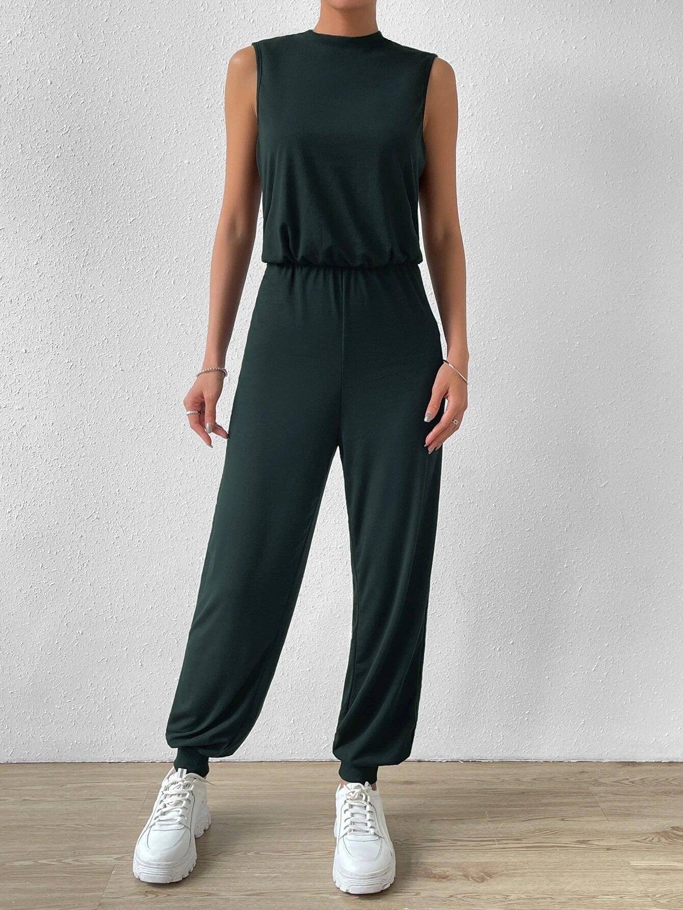 Mock Neck Jumpsuit-Comfy Jumpsuits