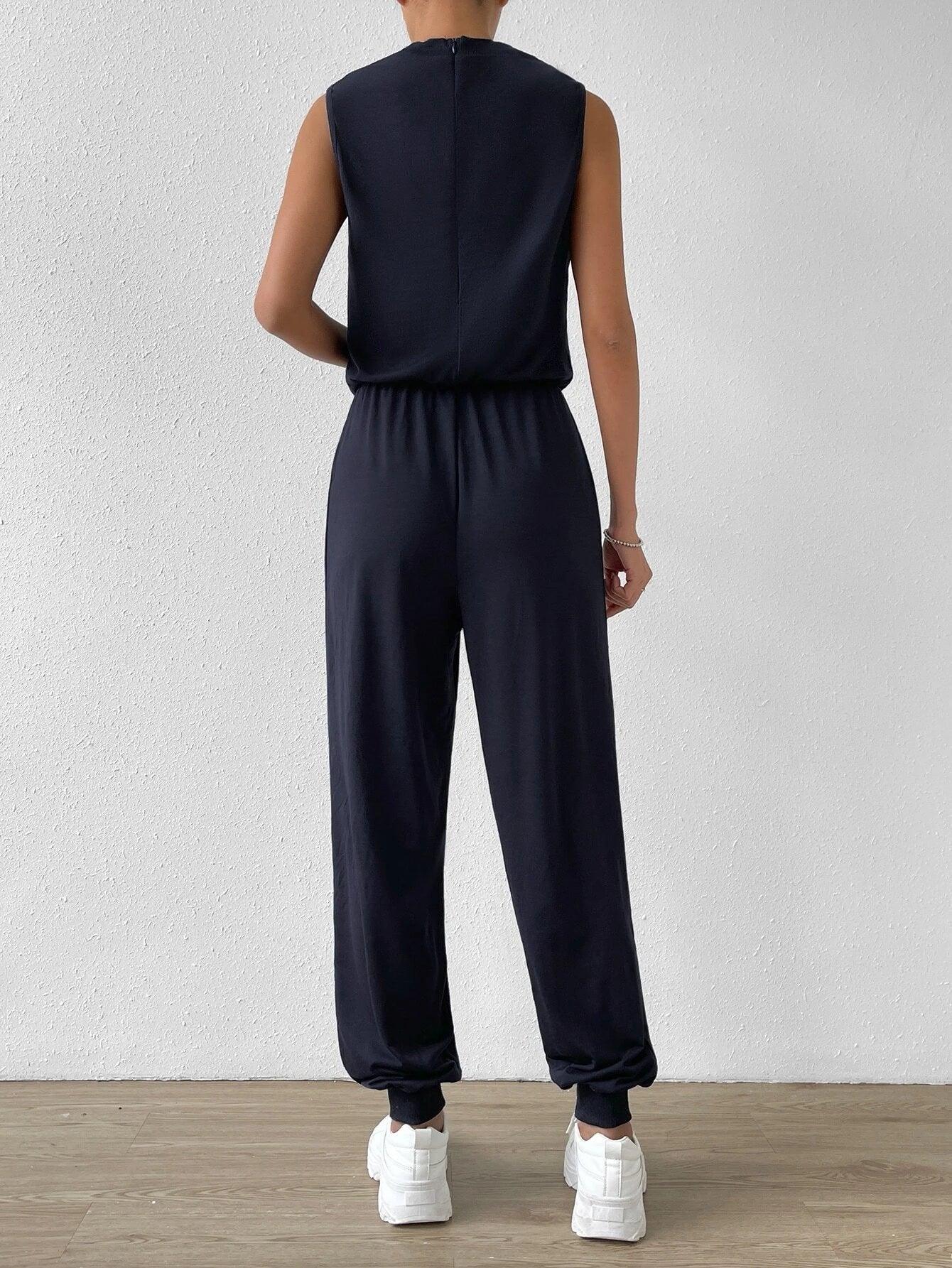 Mock Neck Tank Jumpsuit-Comfy Jumpsuits